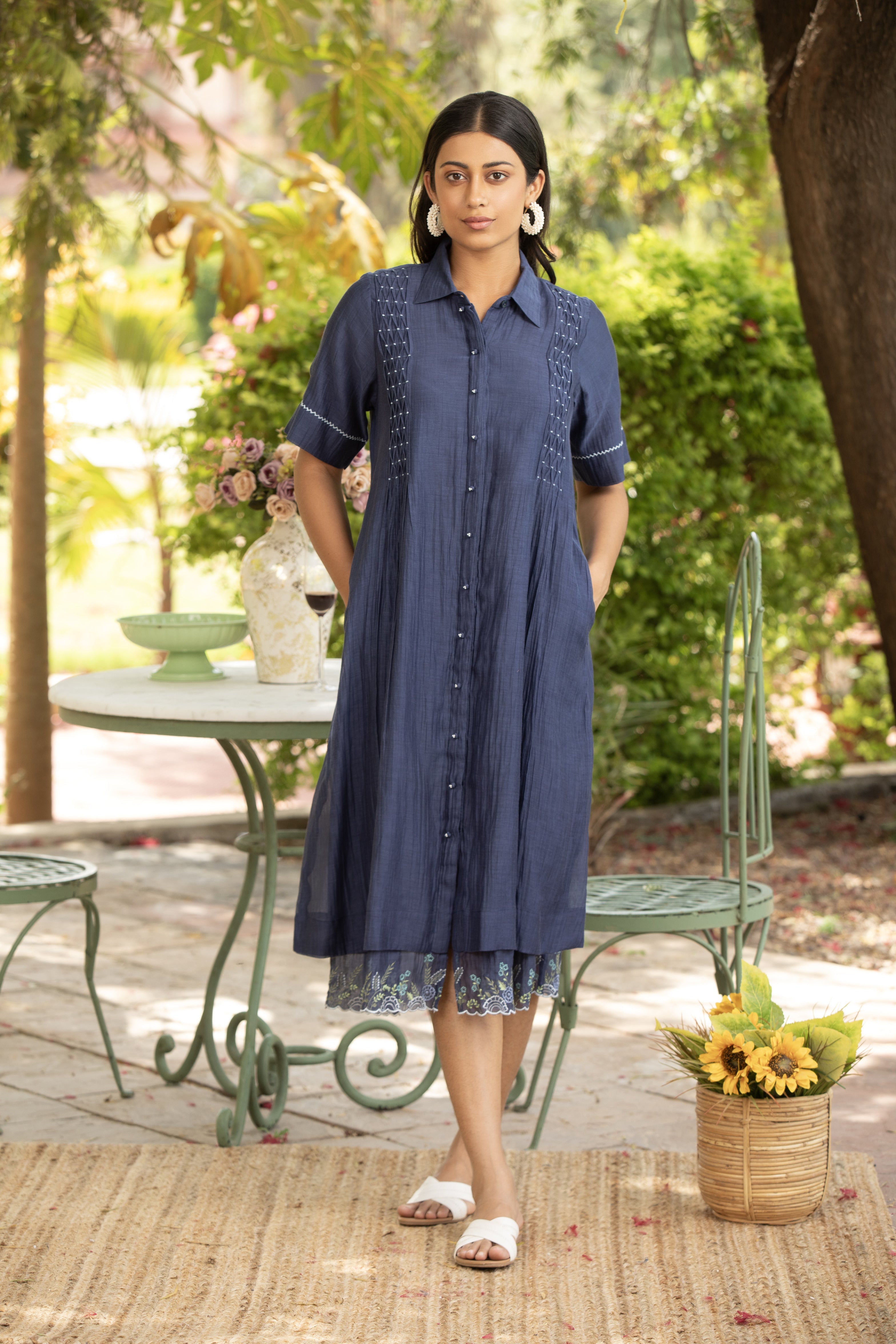 NAVY BLUE SHIRT DRESS – Amoree India