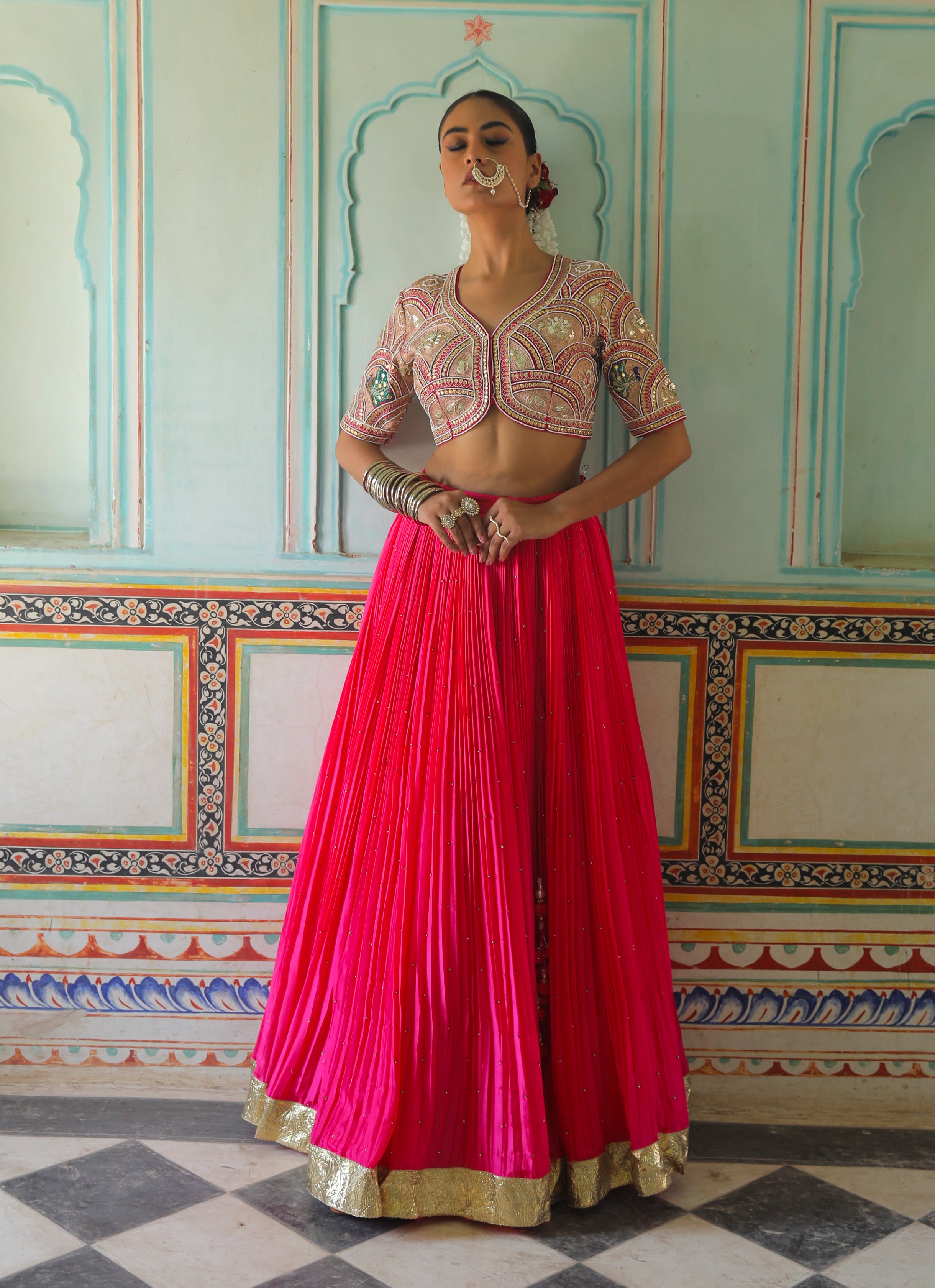 HOT PINK SILK LEHENGA