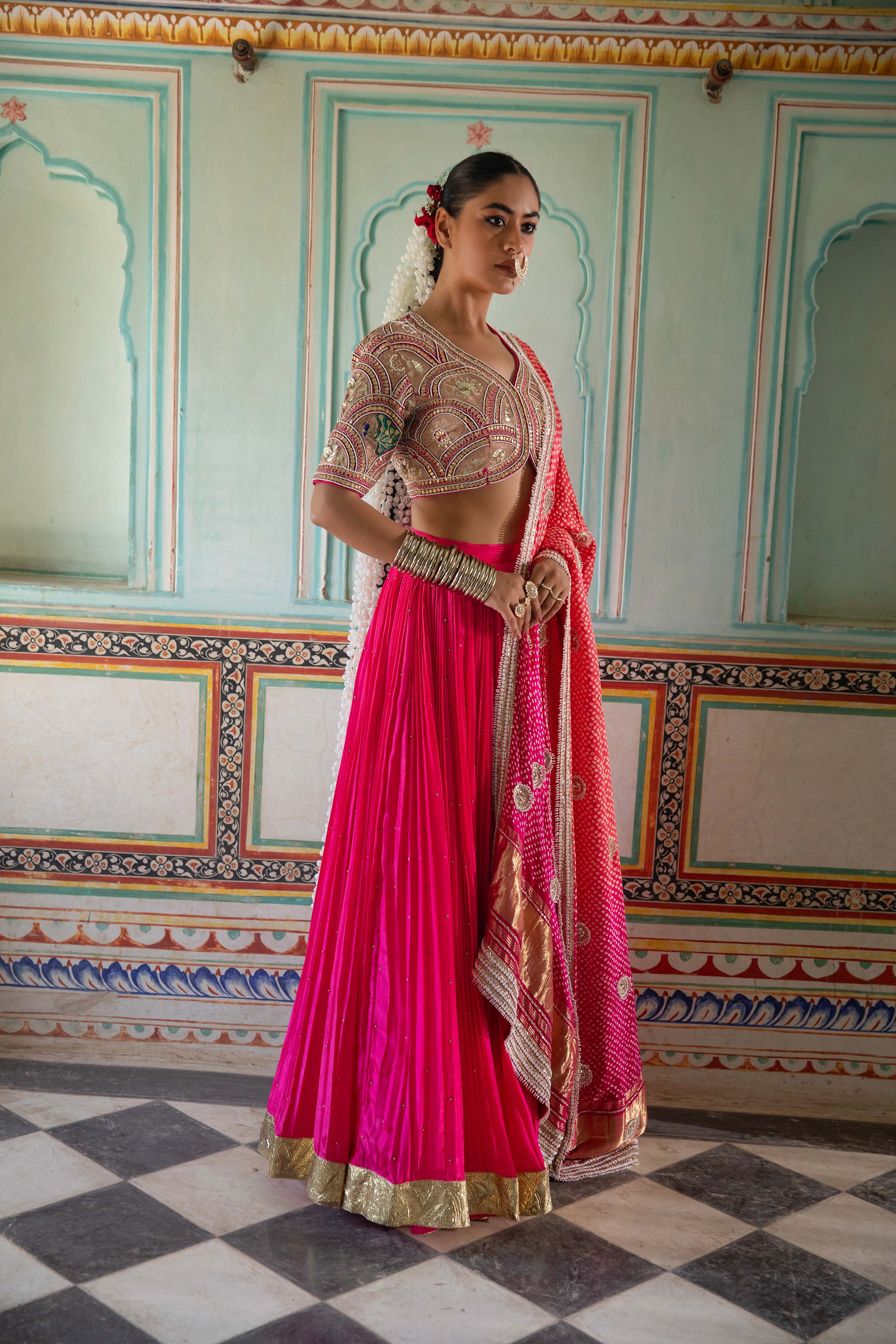 HOT PINK SILK LEHENGA