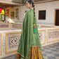 GOLD YELLOW LEHNGA WITH BLOUSE AND GREEN ZIG ZIG PRINTED DUPATTA