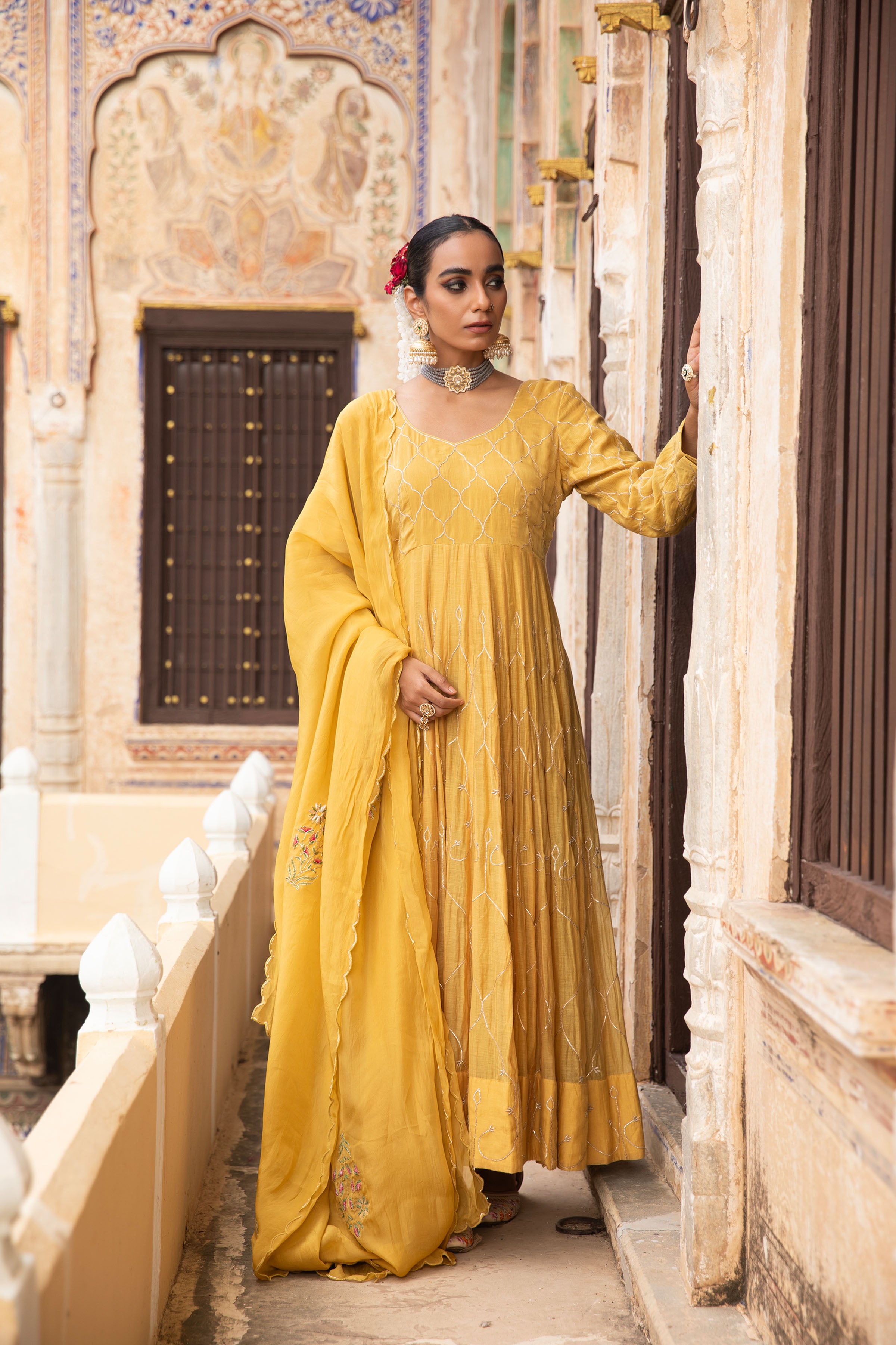 CHANDERI ANARKALI SUIT