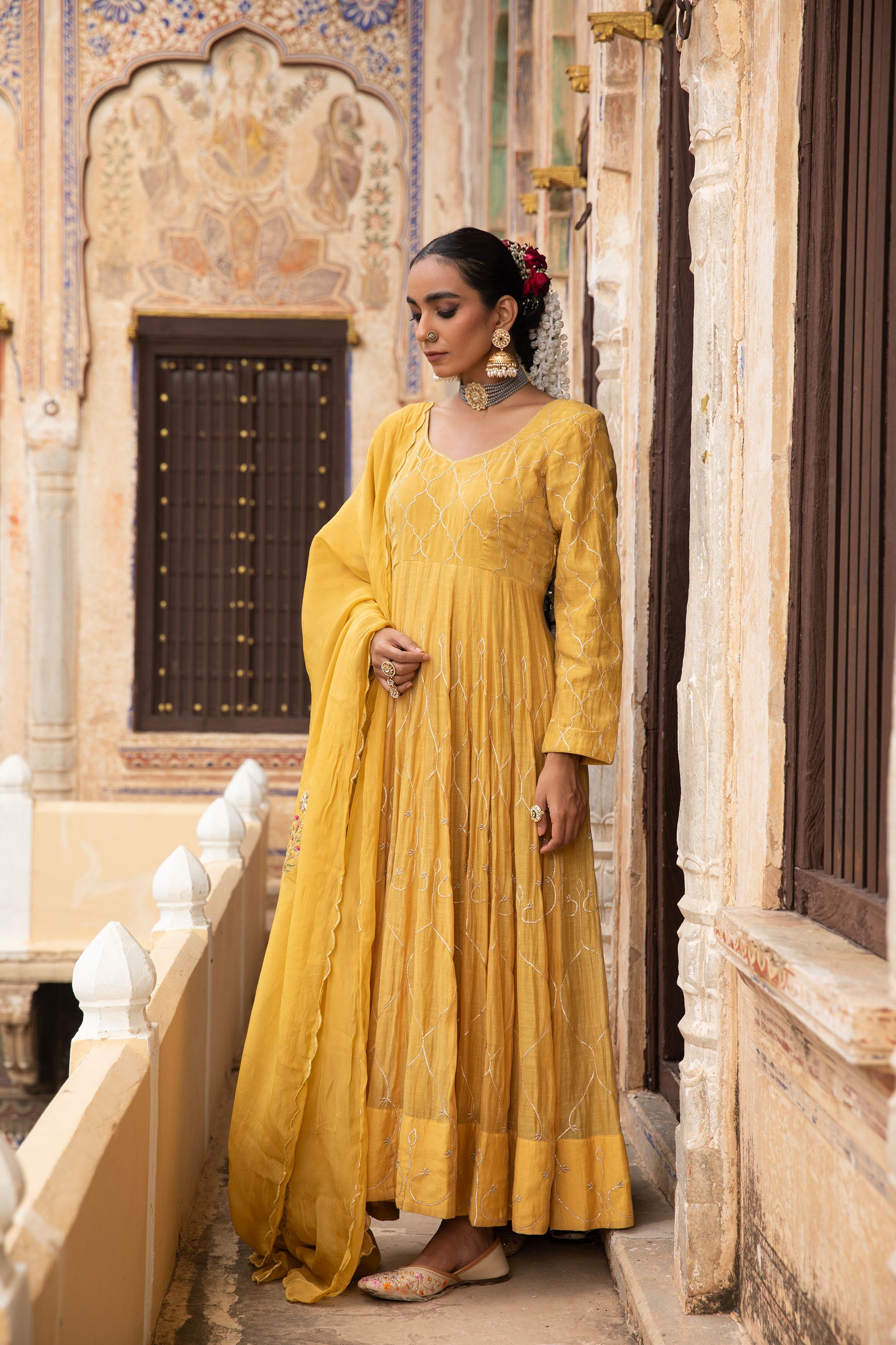 CHANDERI ANARKALI SUIT