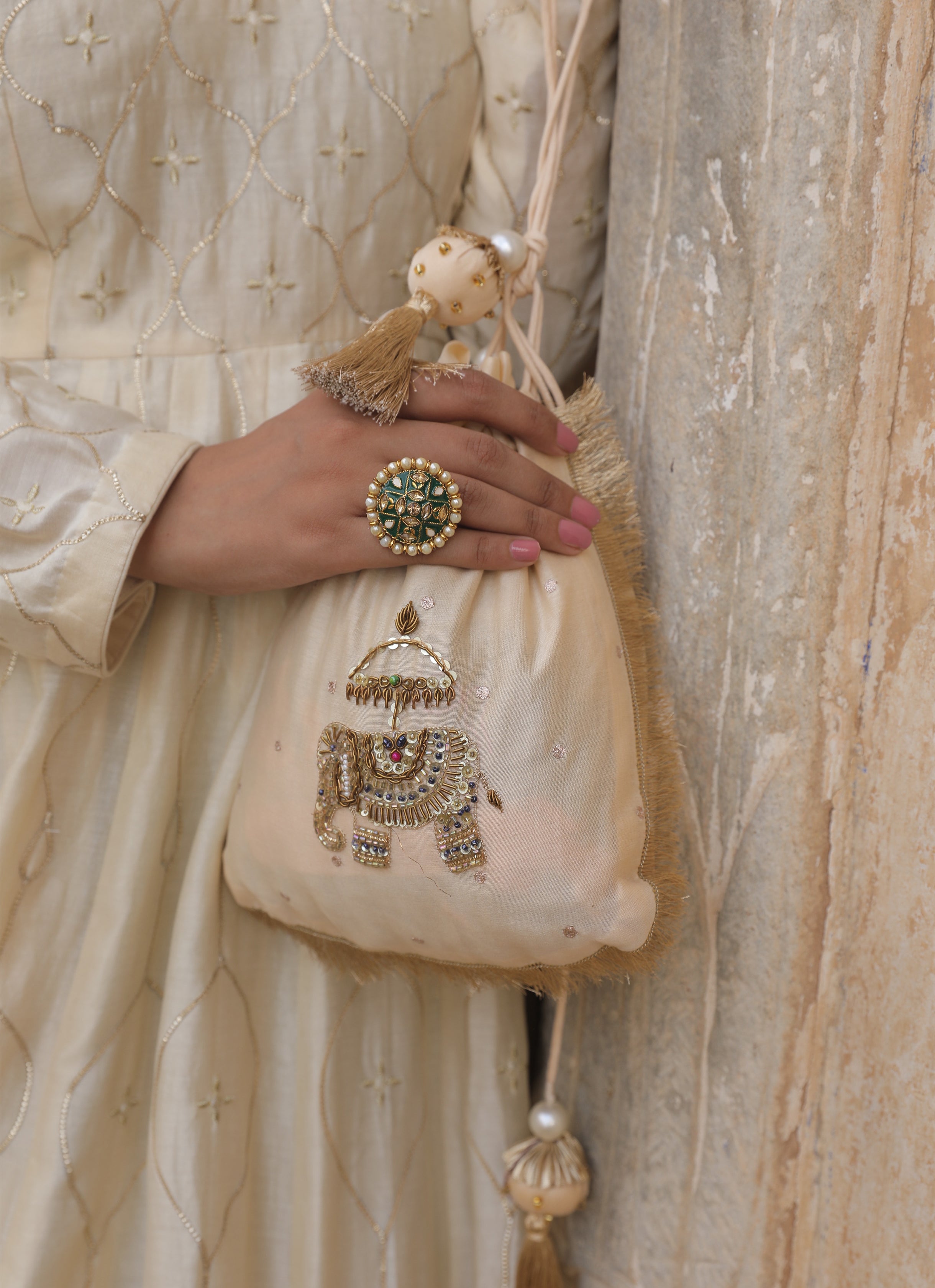 GOLD IVORY ANARKALI