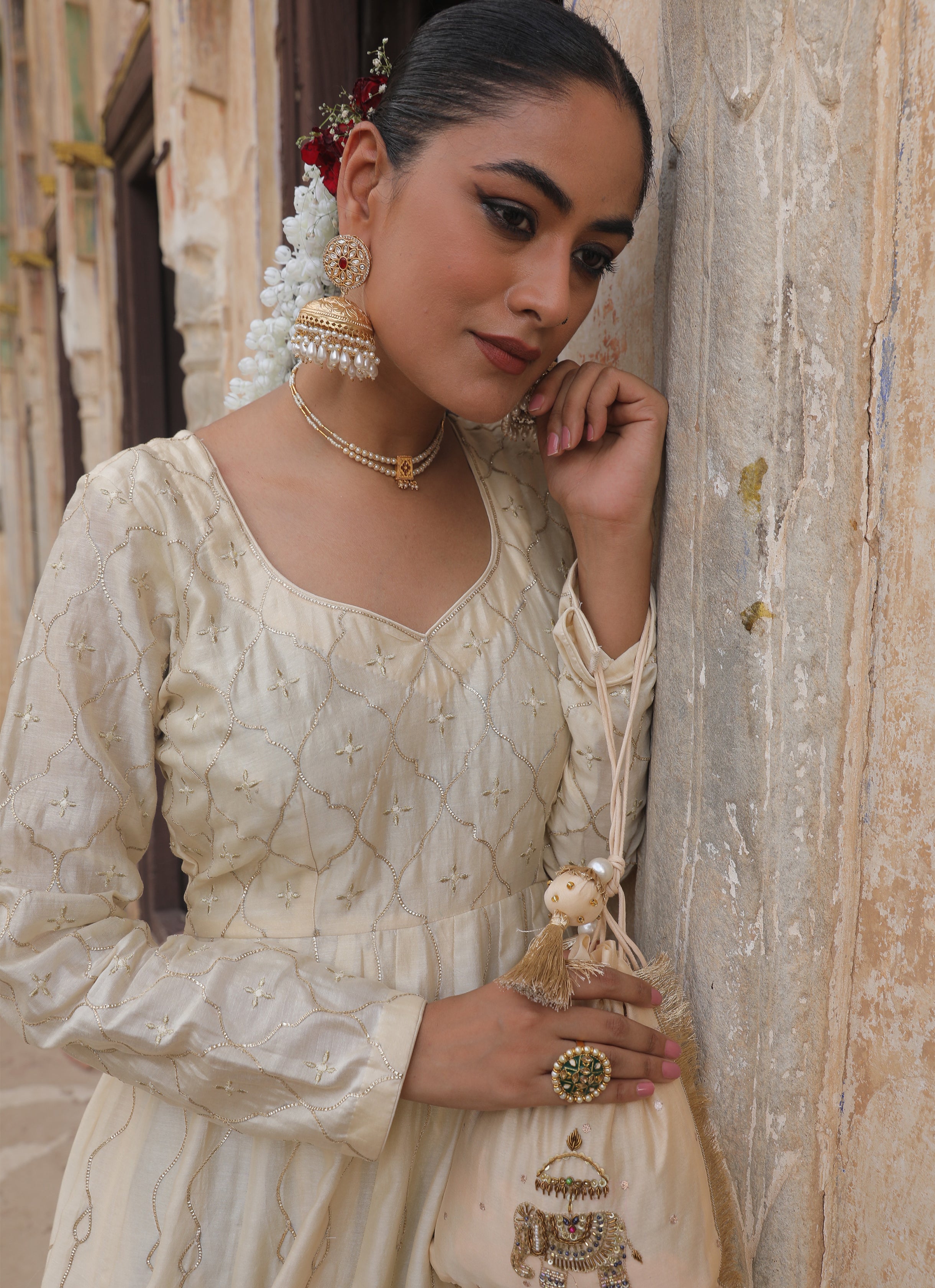 GOLD IVORY ANARKALI