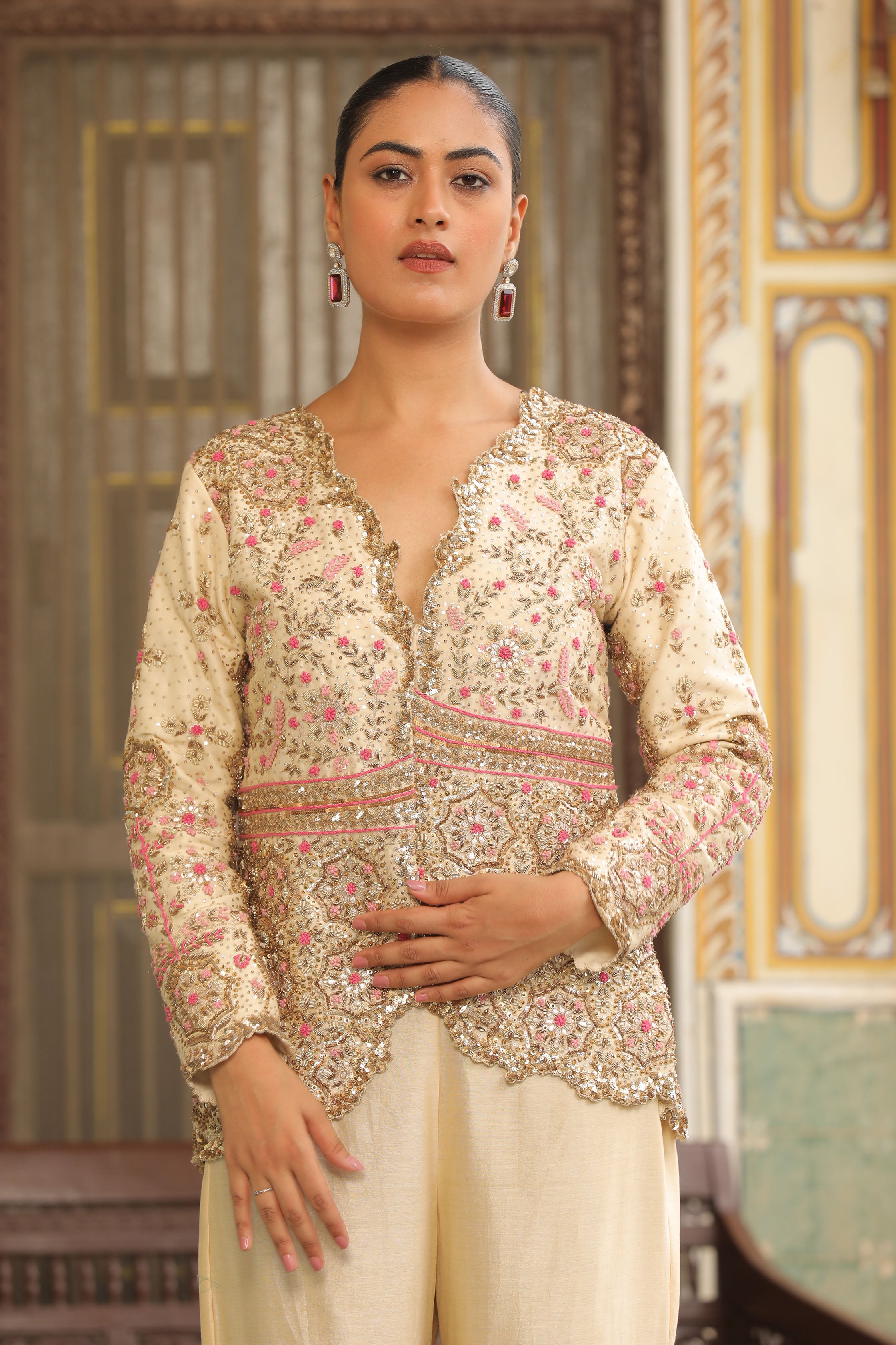 NOOR-E-ZARDOSI JACKET WITH SHARARA