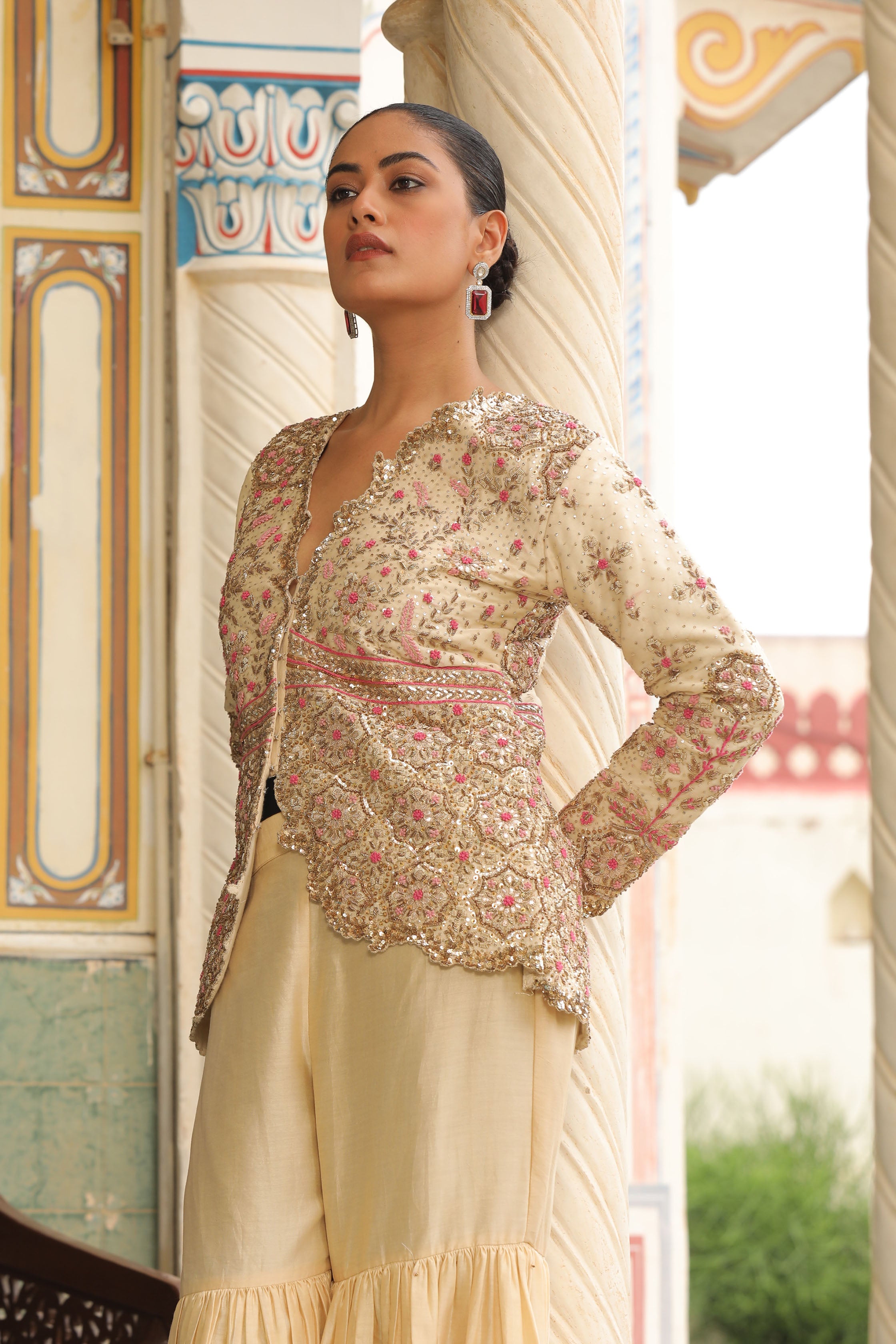 NOOR-E-ZARDOSI JACKET WITH SHARARA
