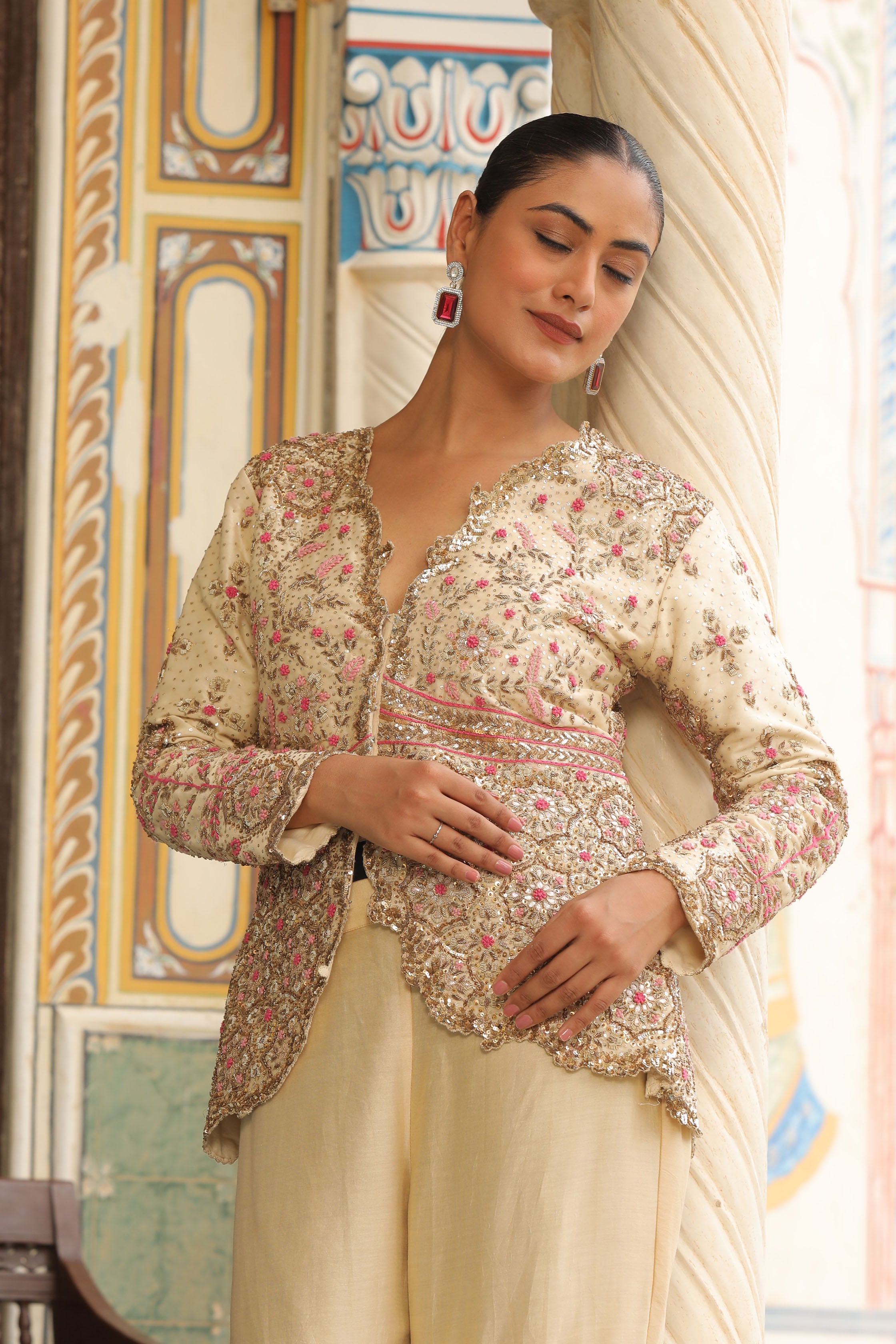 NOOR-E-ZARDOSI JACKET WITH SHARARA