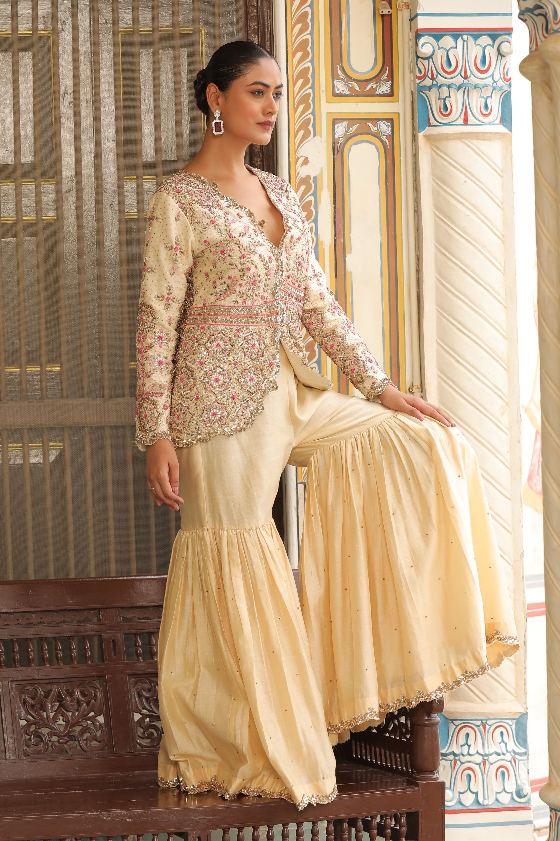 NOOR-E-ZARDOSI JACKET WITH SHARARA