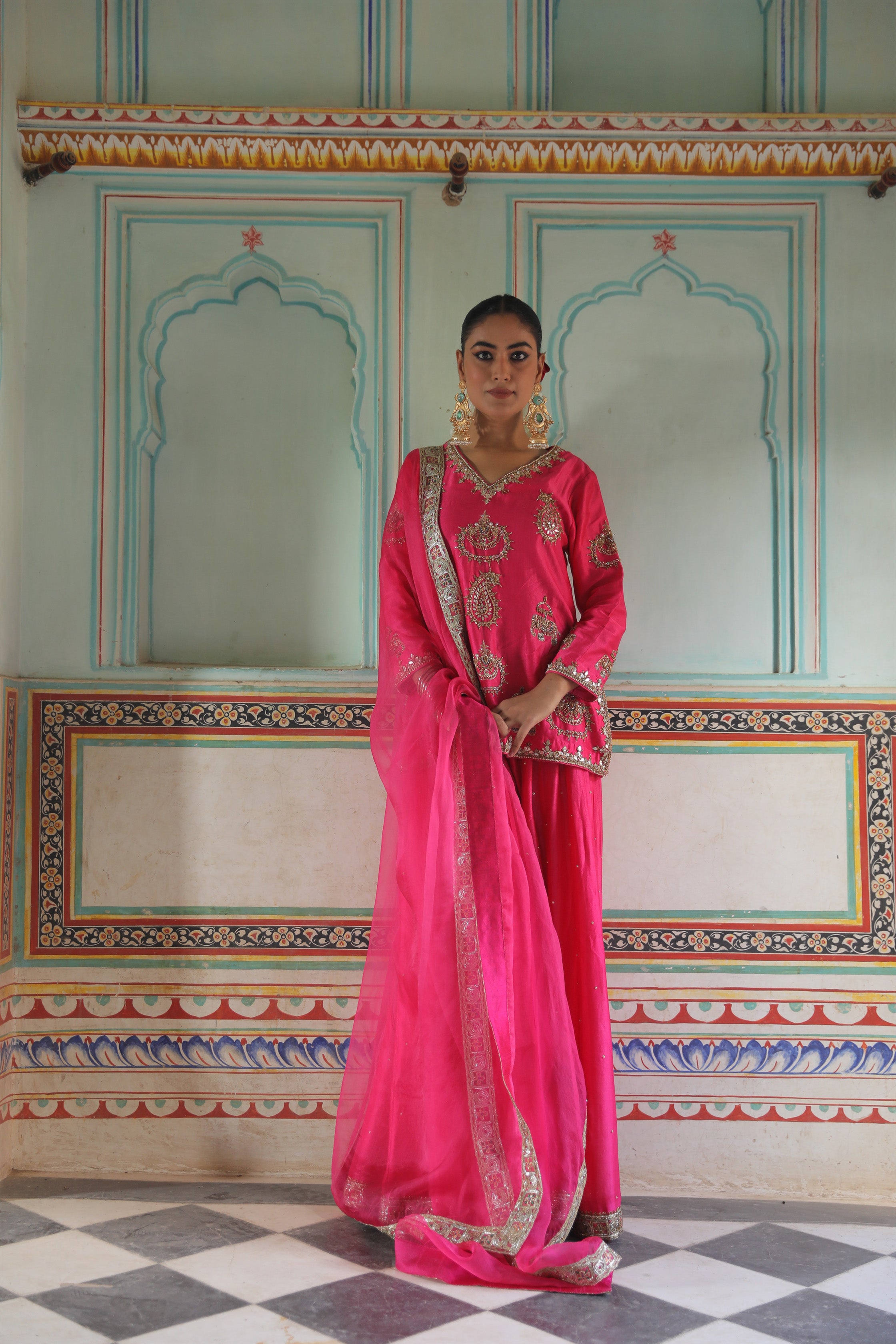 HOT PINK SHARARA SET