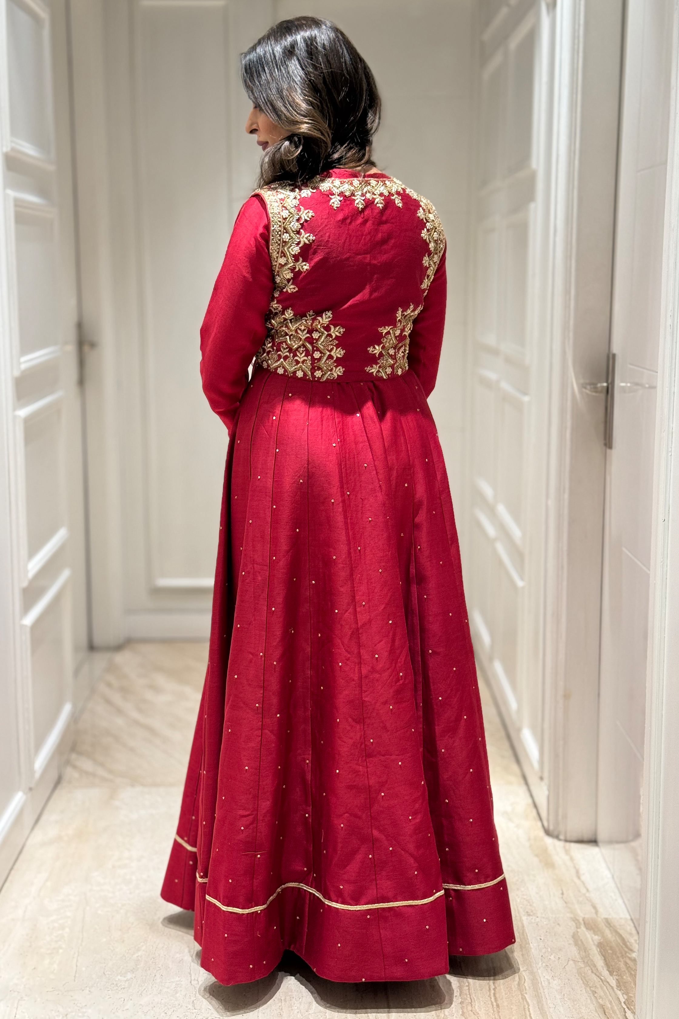 ANARKALI WITH EMBROIBERY JACKET - RED