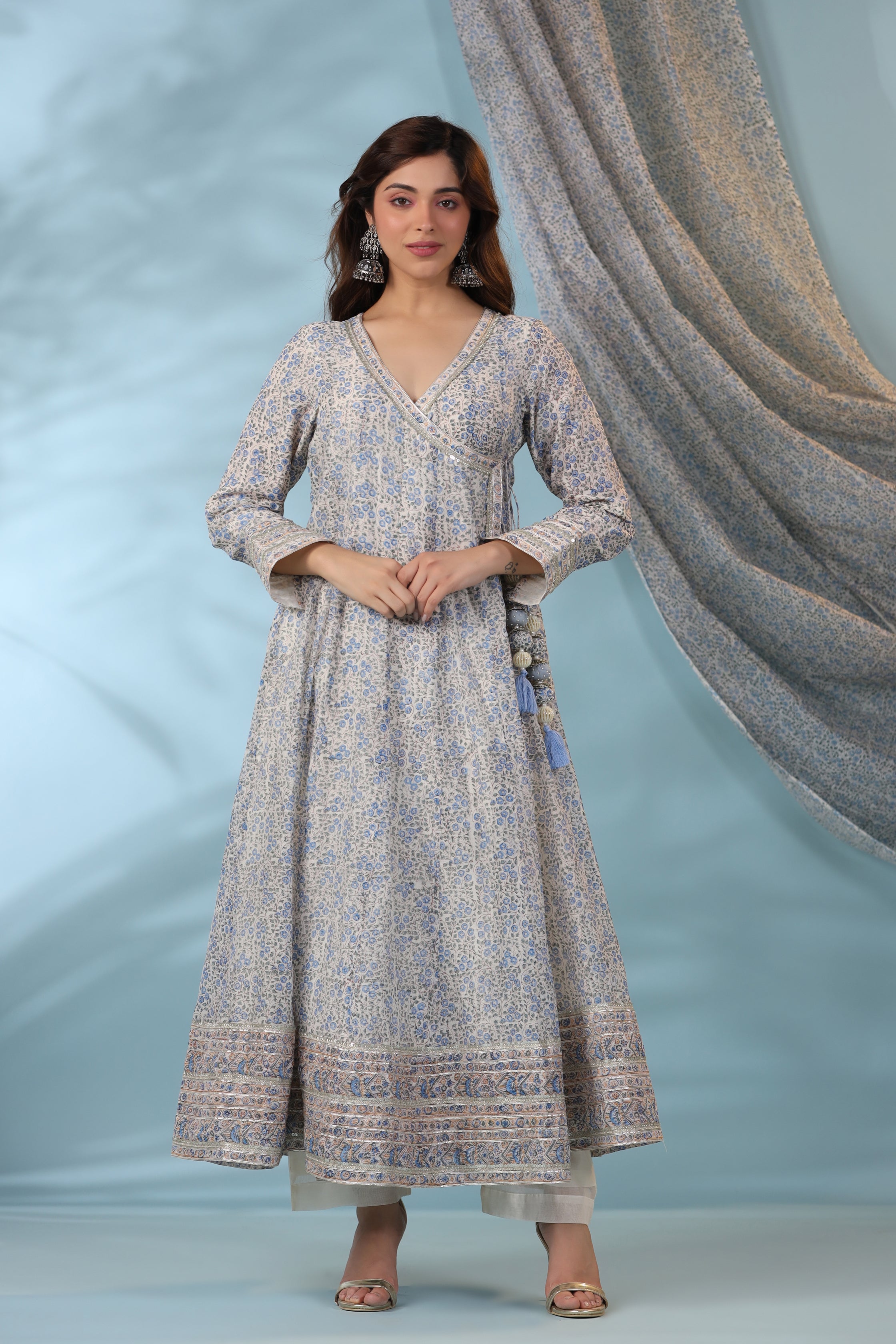 Innayat Blue Anarkali Suit Set with Gota and Sequin Detailing