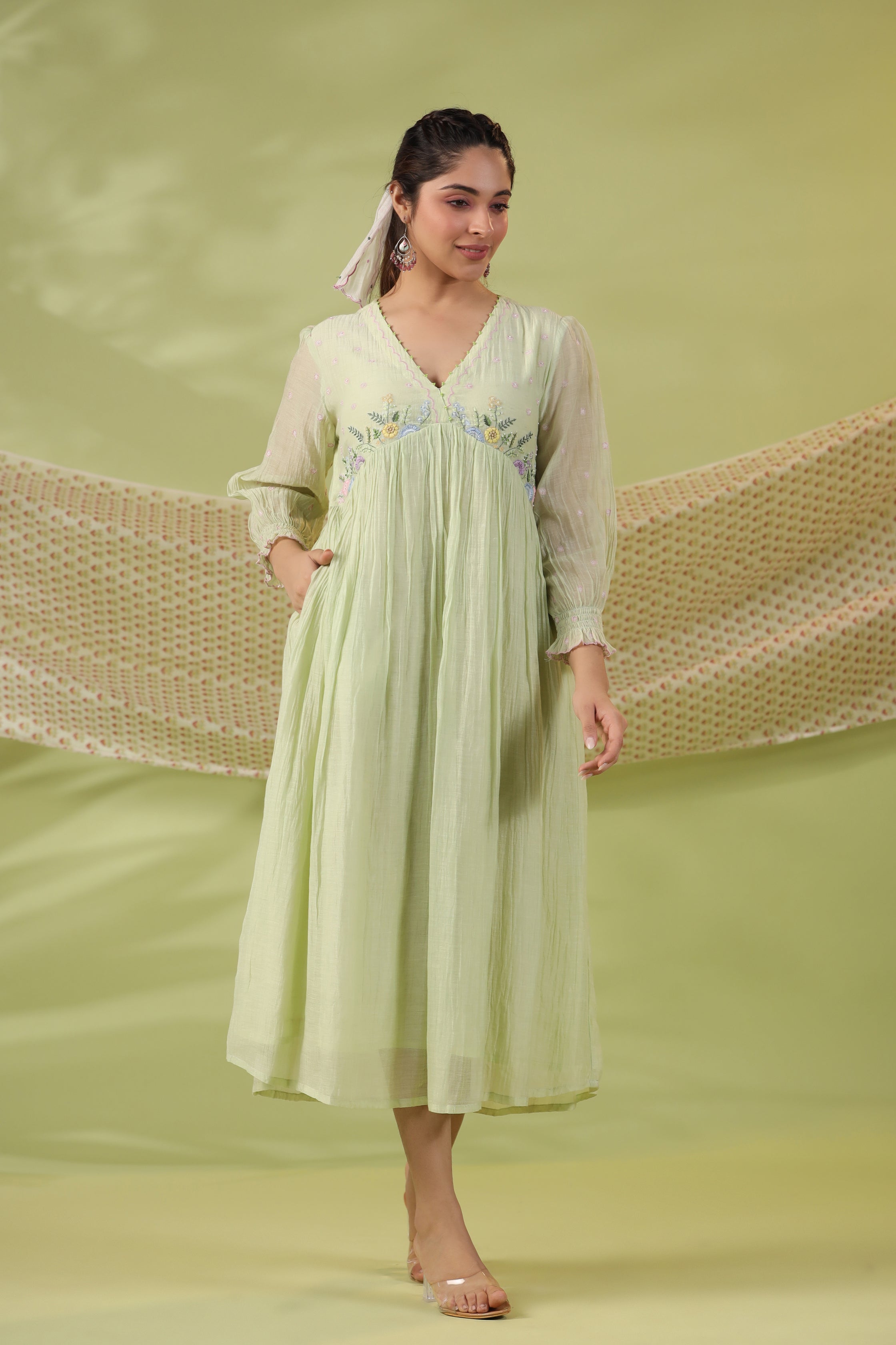 Honey Bouquet Kurta with Thread and Bead Embroidery