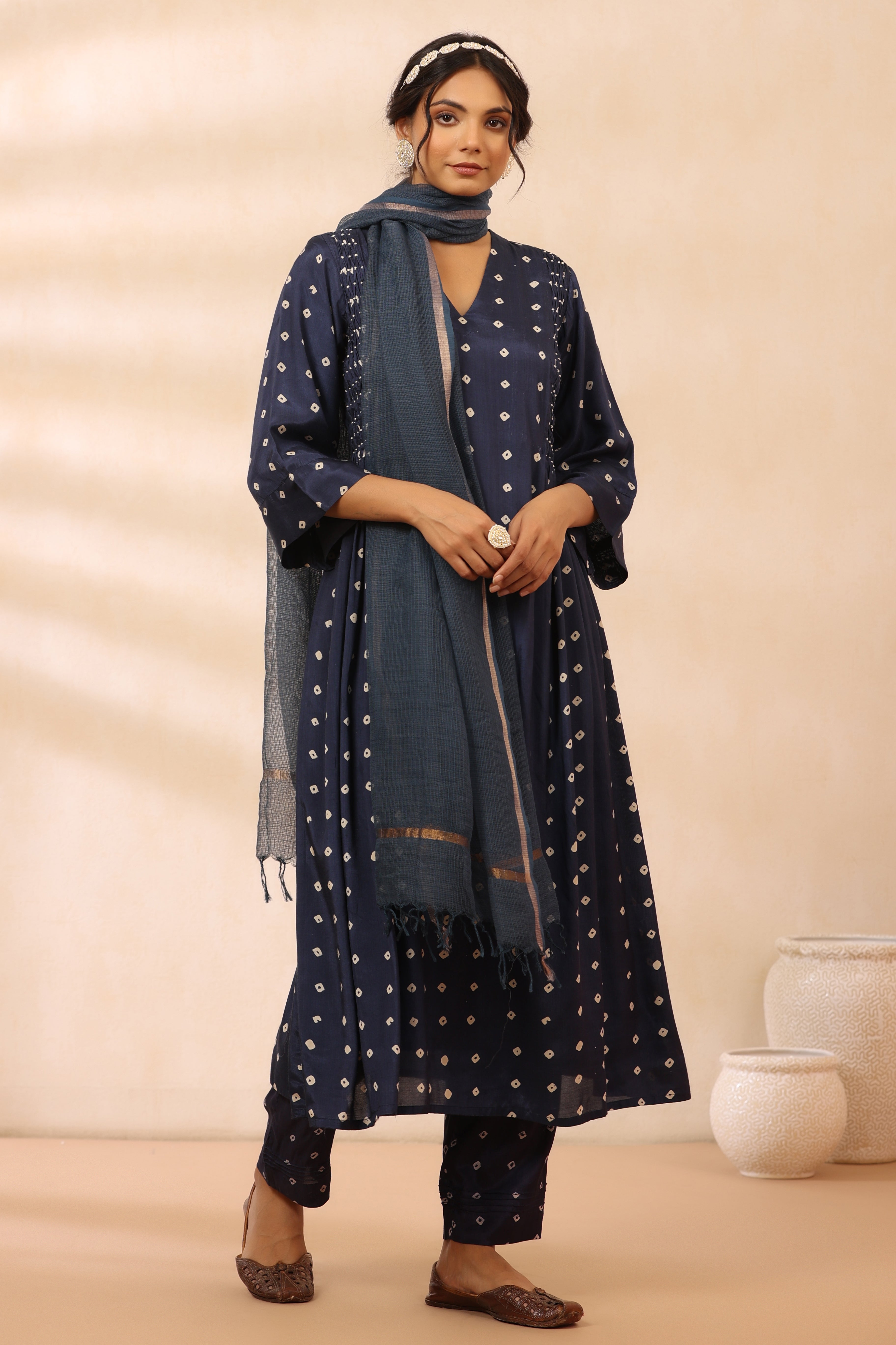 Bandhani Blue Suit set