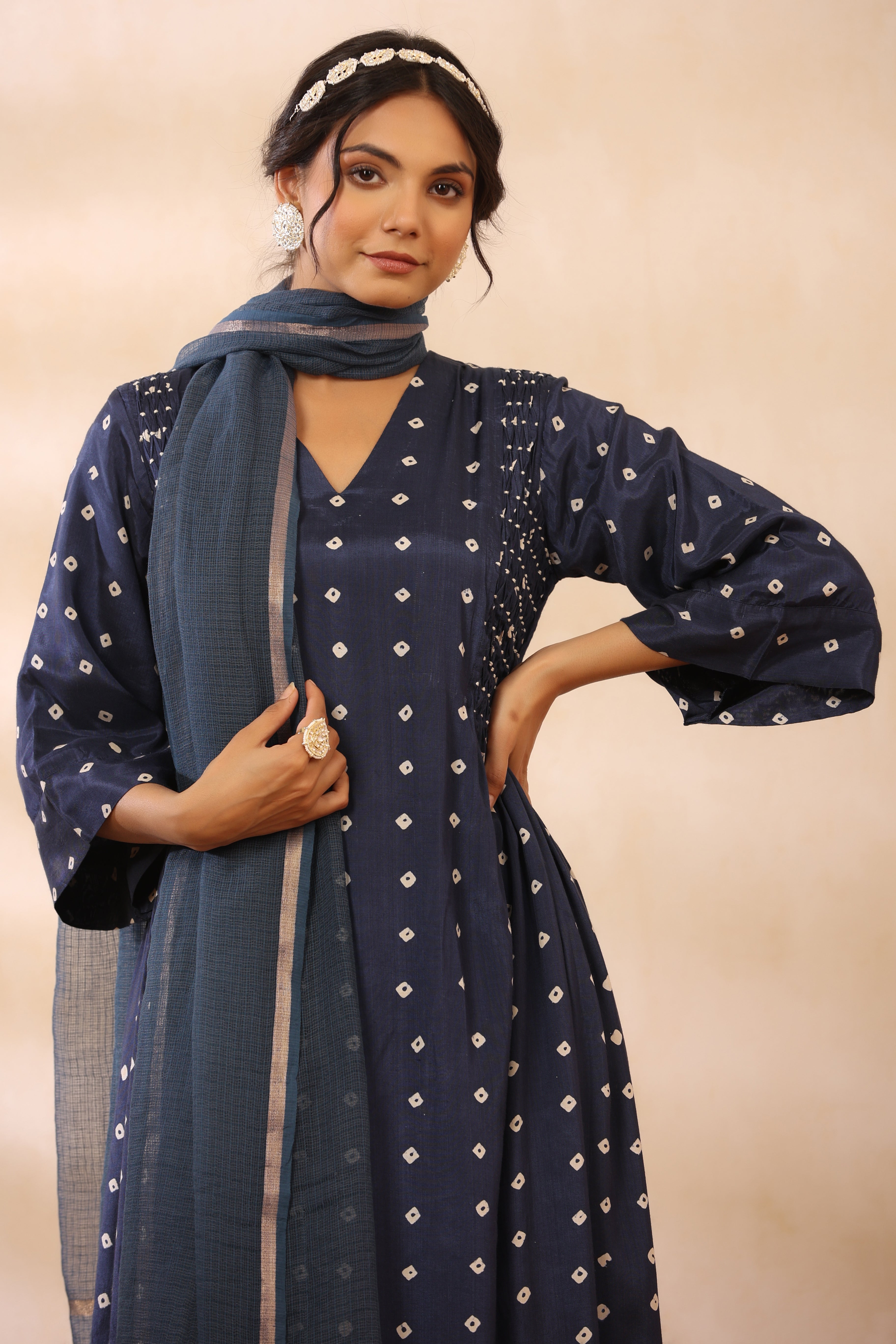 Bandhani Blue Suit set