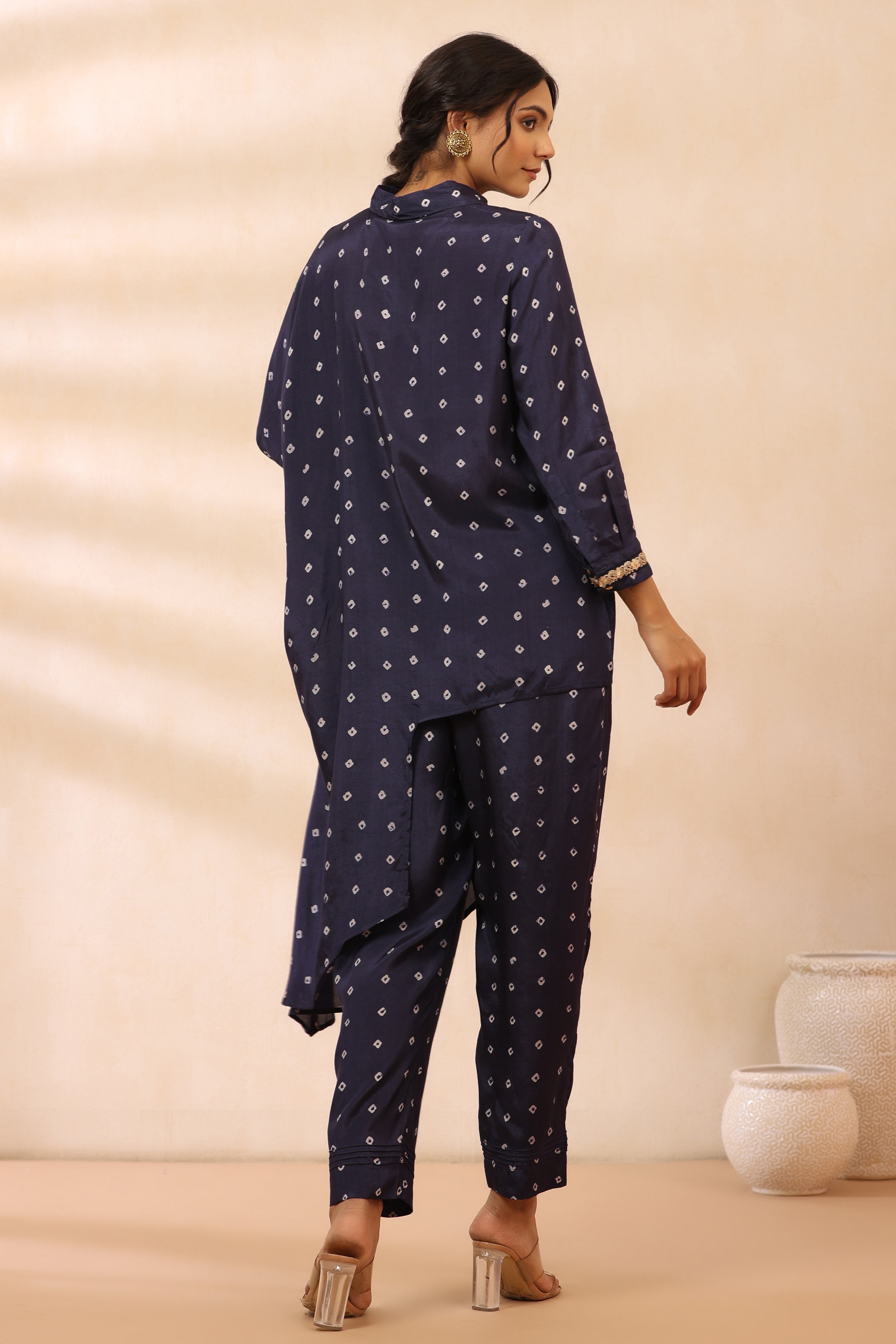 Navy Drop Drape Shirt Set