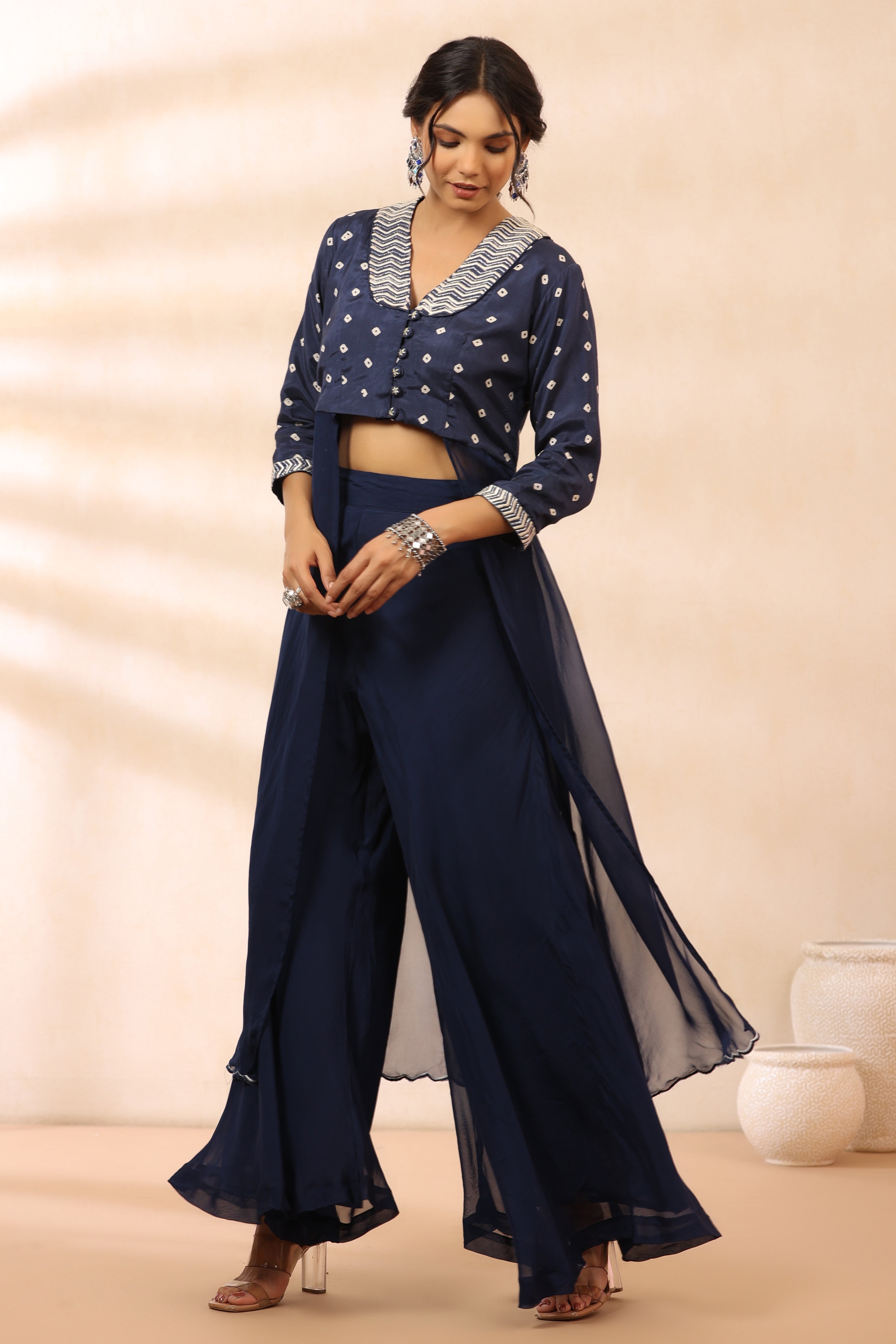 Bandhani Blue Fly Suit Set