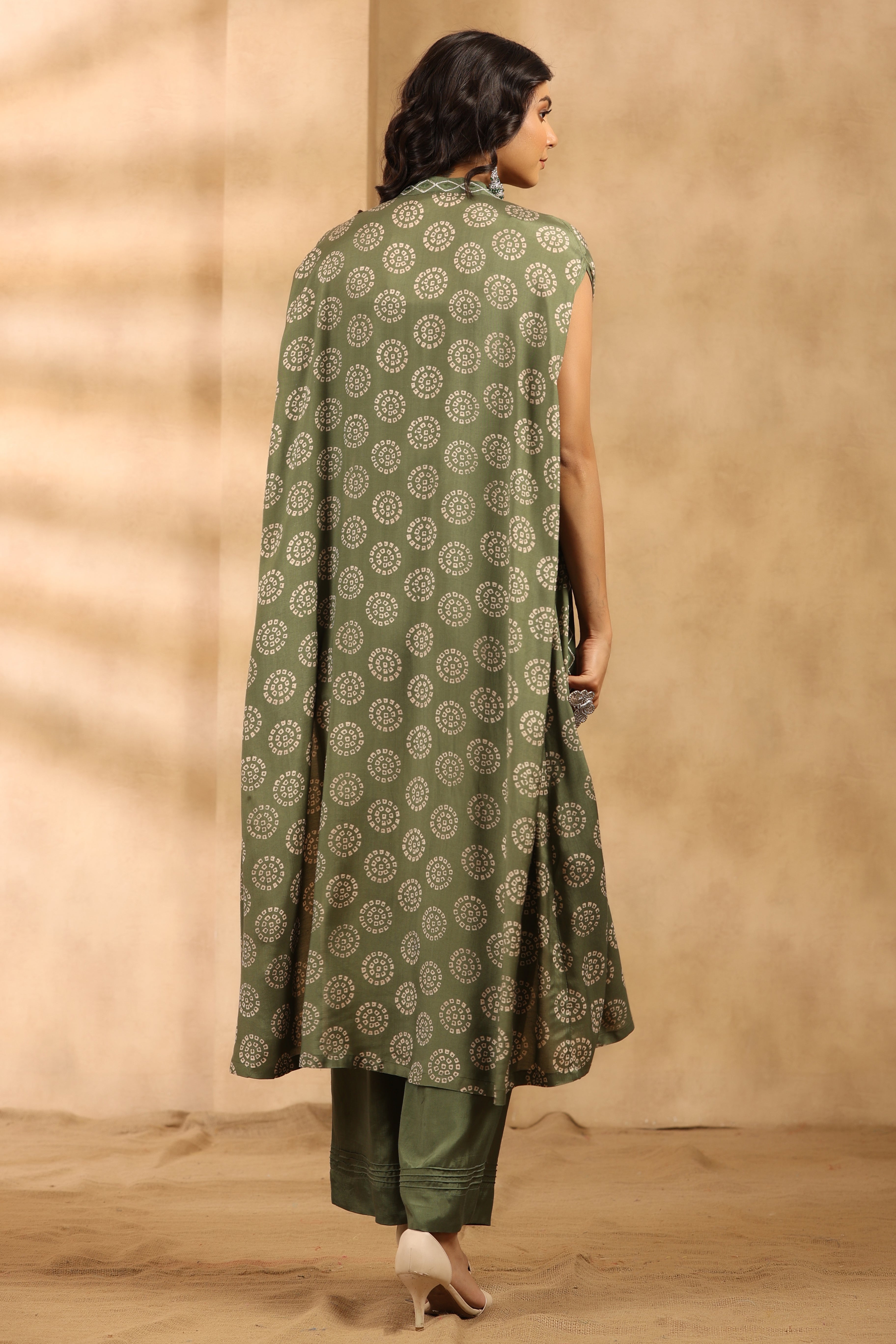 Sage Green Cape Jacket Set