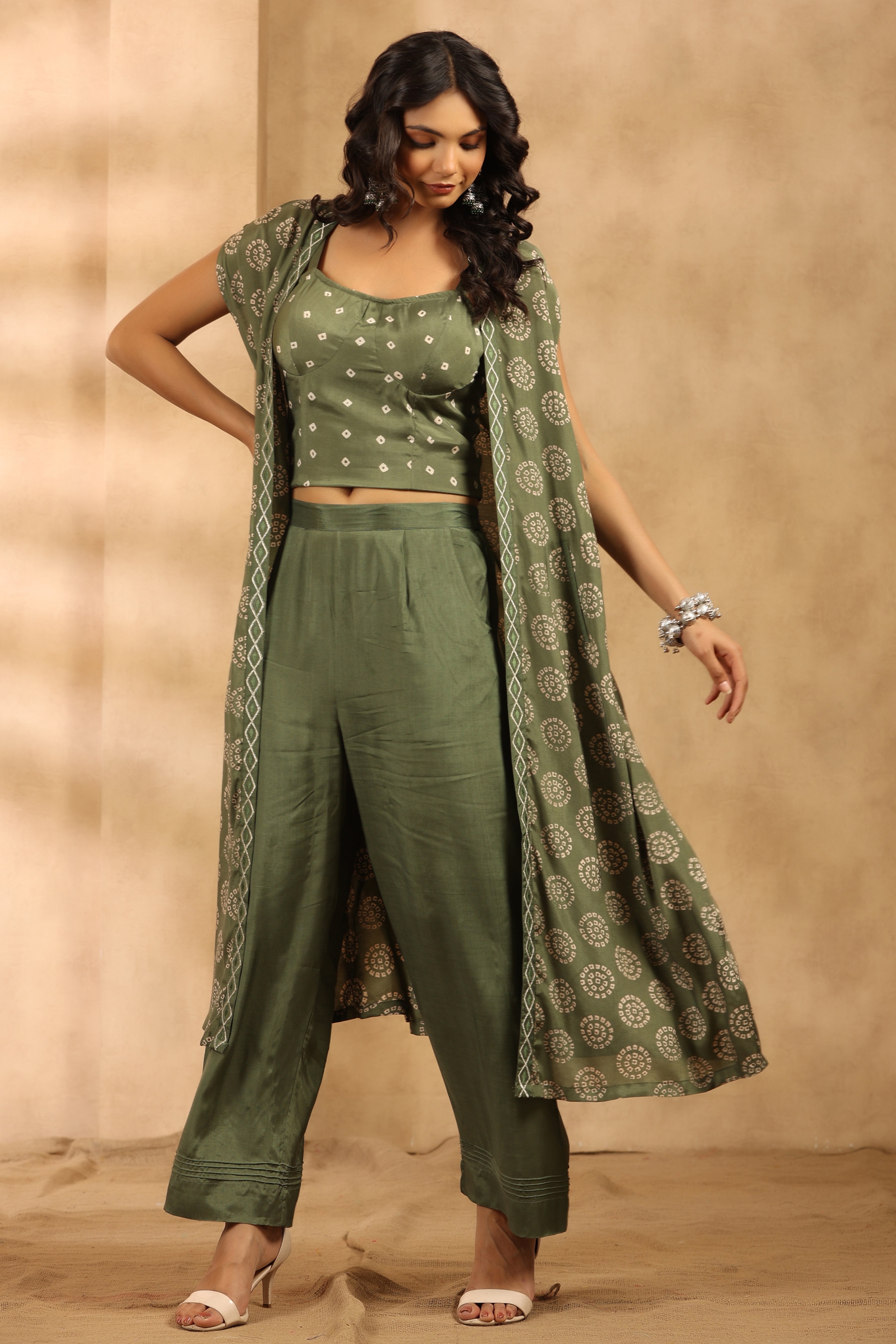 Sage Green Cape Jacket Set