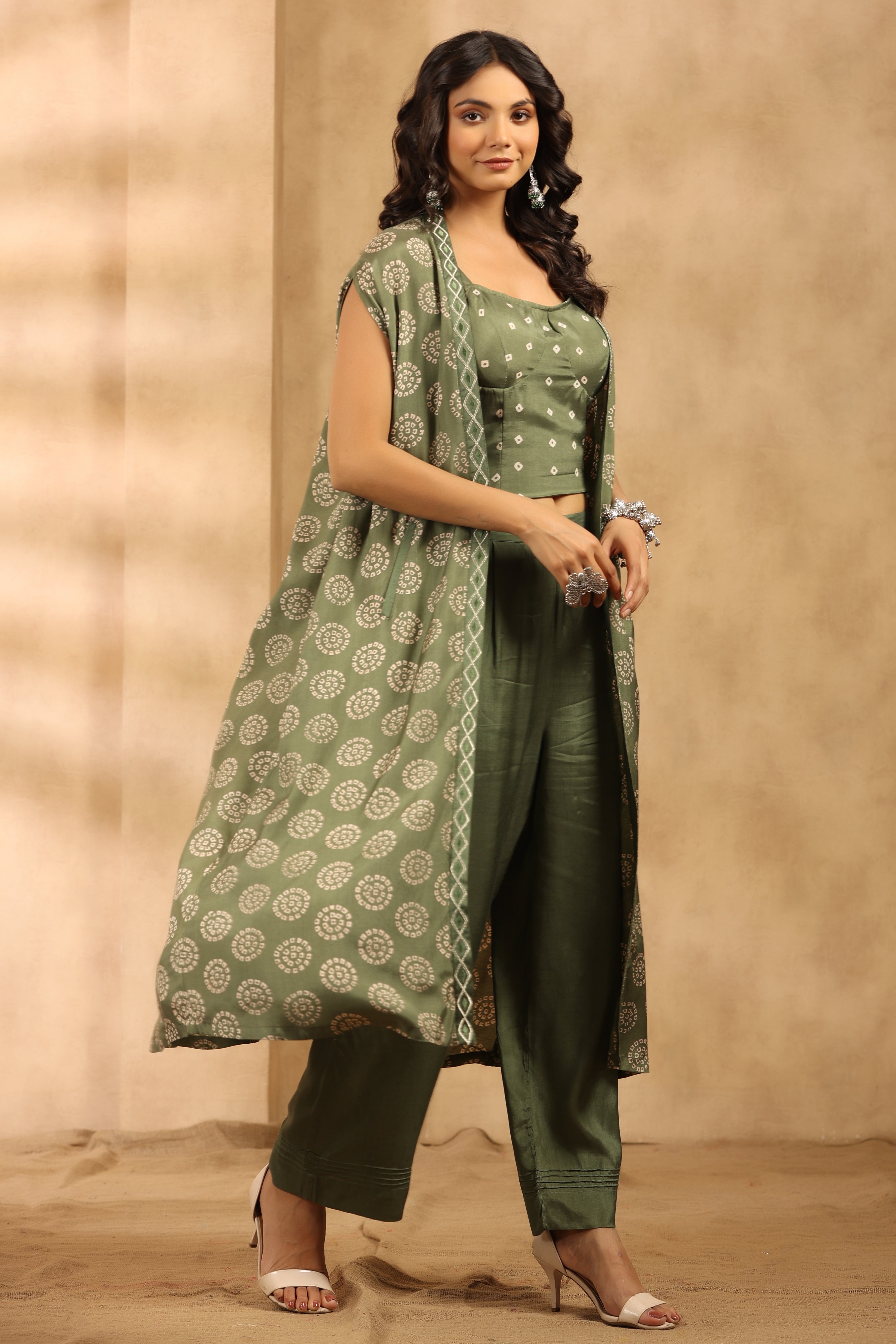 Sage Green Cape Jacket Set