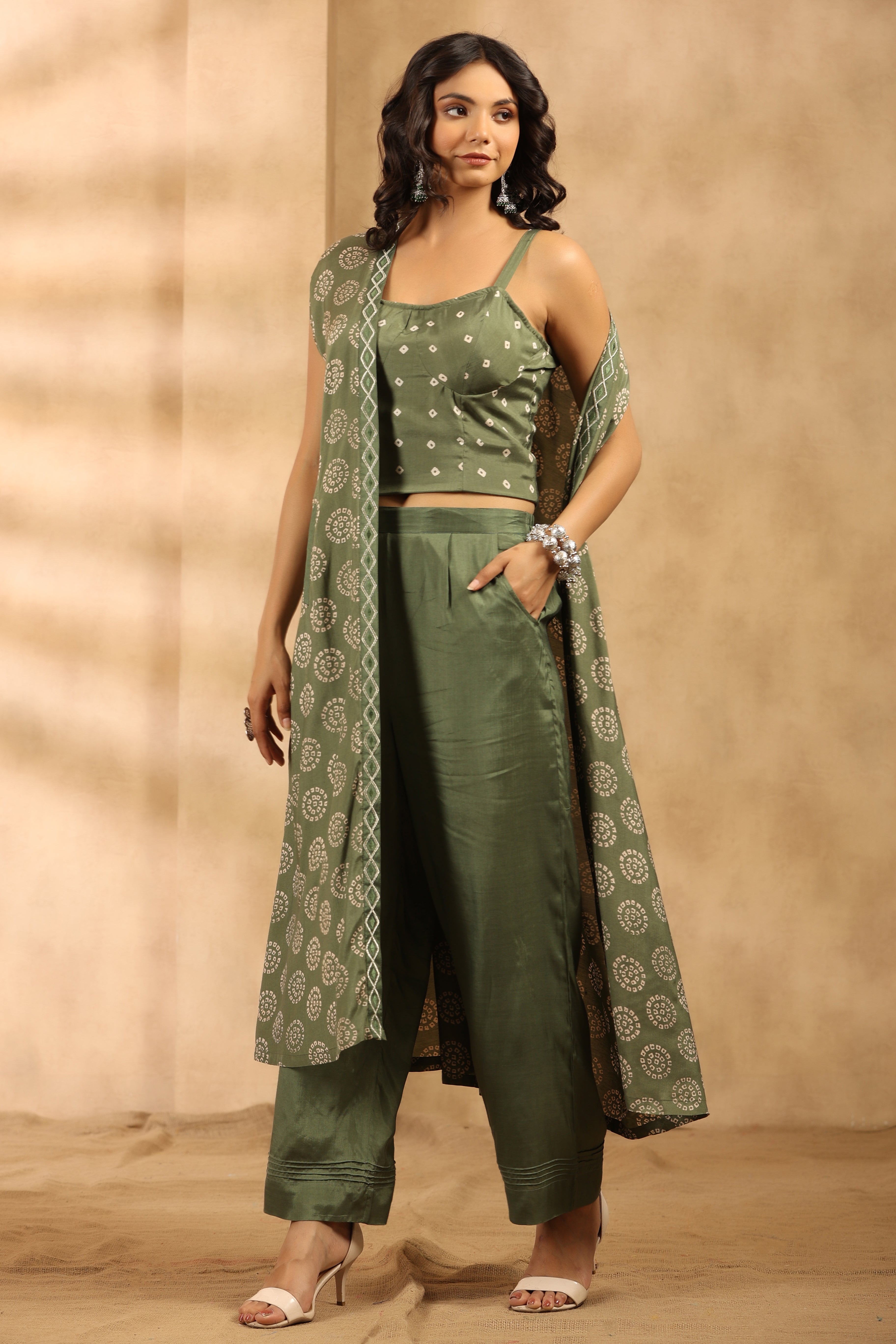 Sage Green Cape Jacket Set