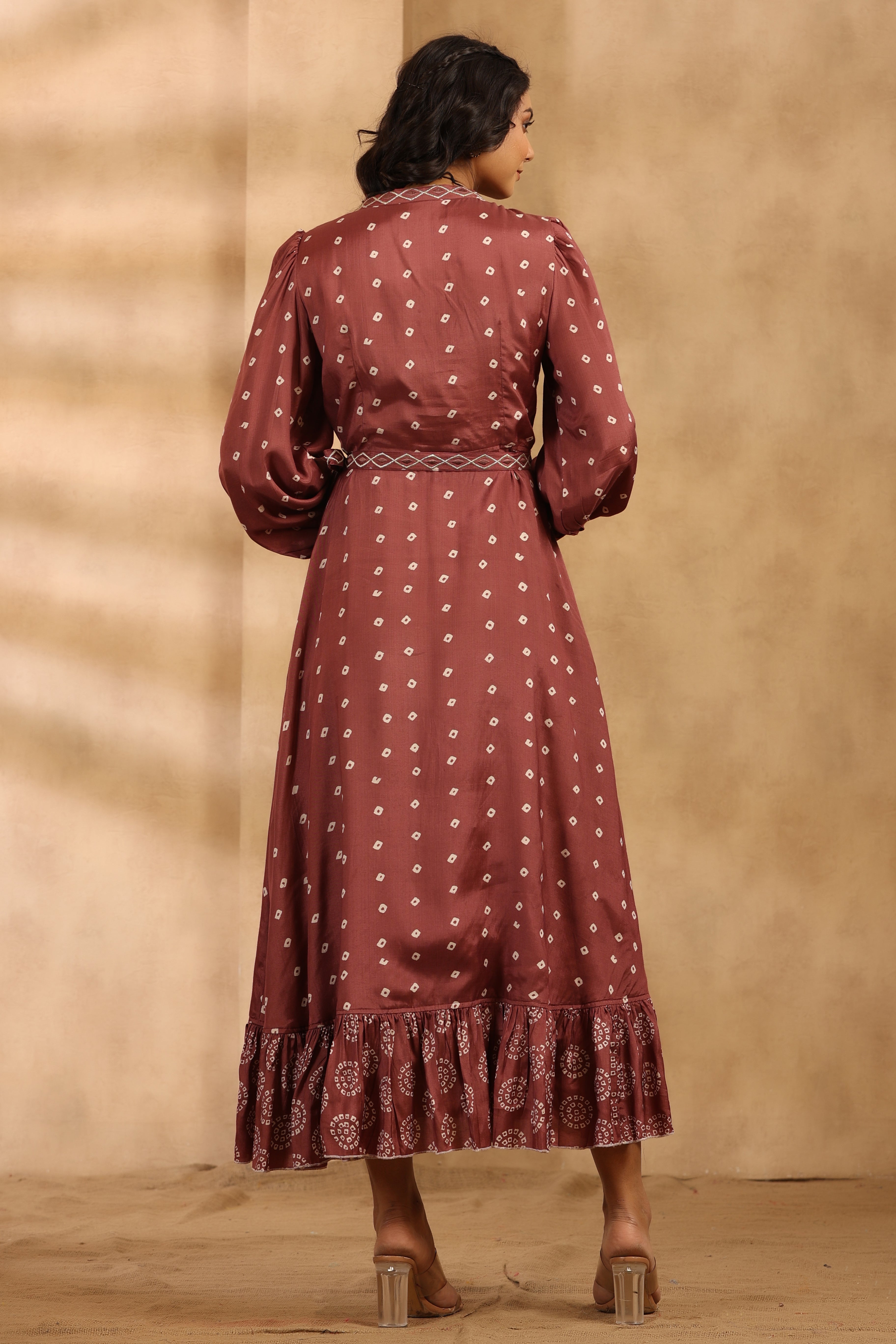 Bandhani Angrakha Drape dress