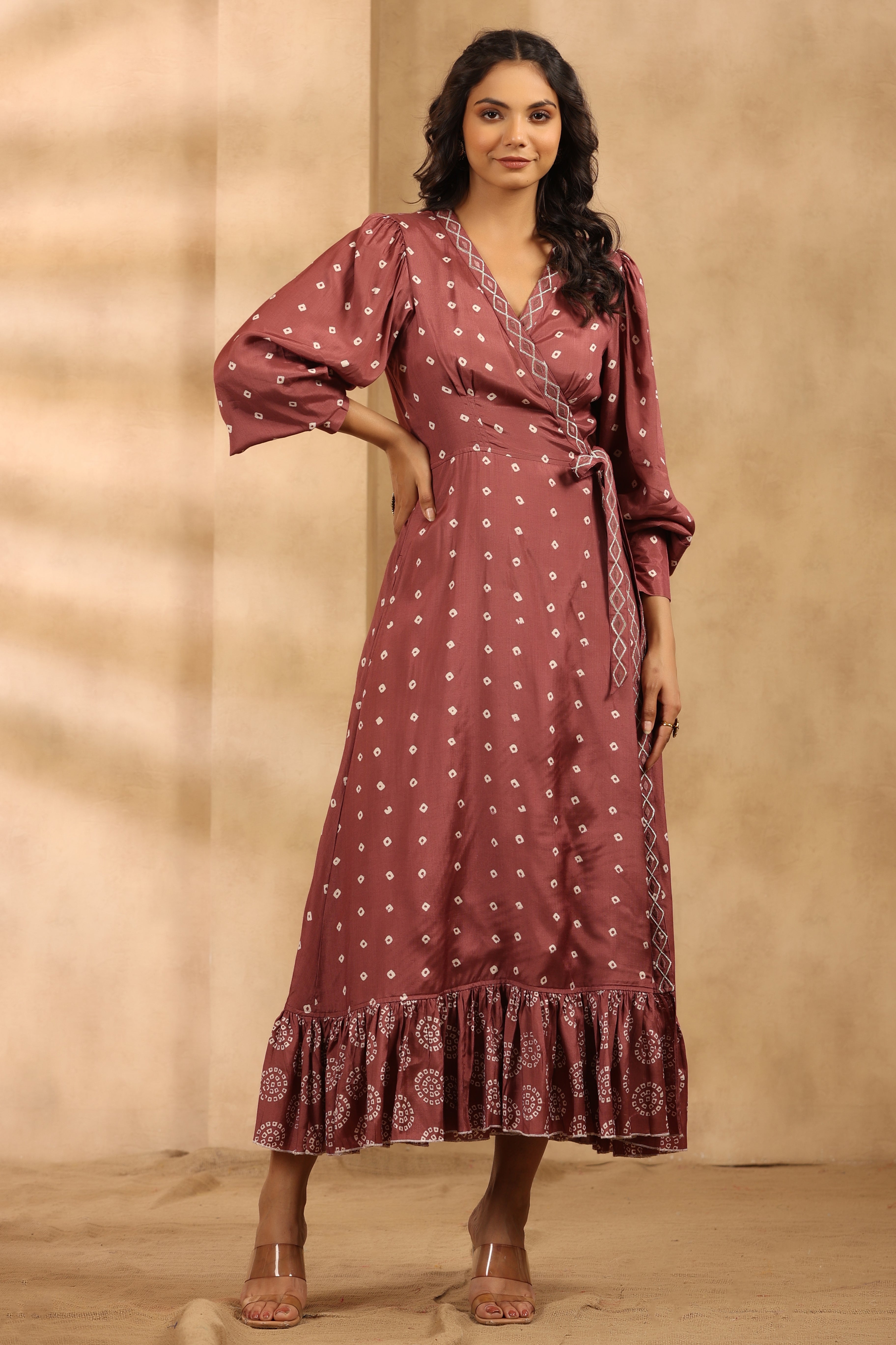 Bandhani Angrakha Drape dress