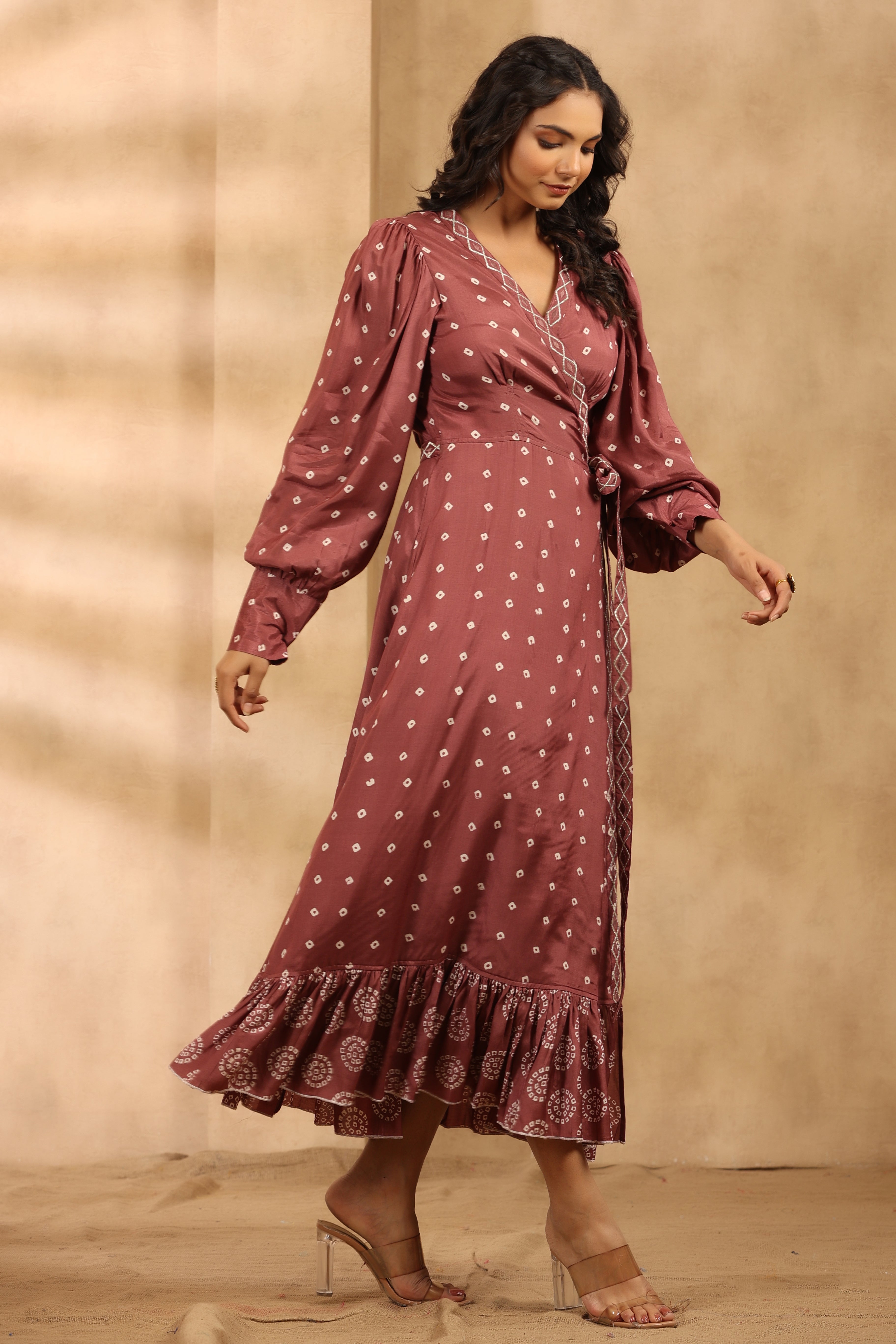 Bandhani Angrakha Drape dress