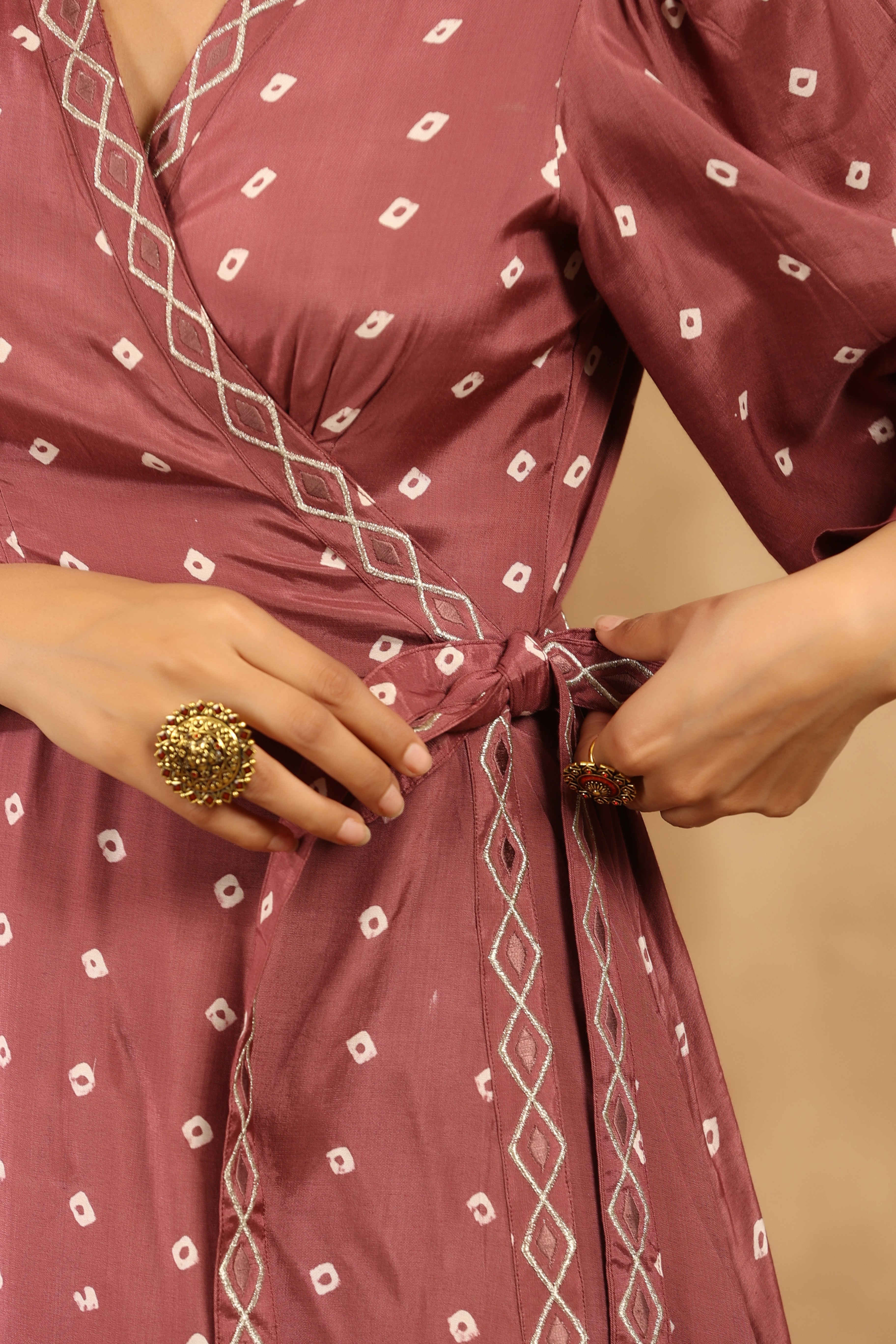 Bandhani Angrakha Drape dress