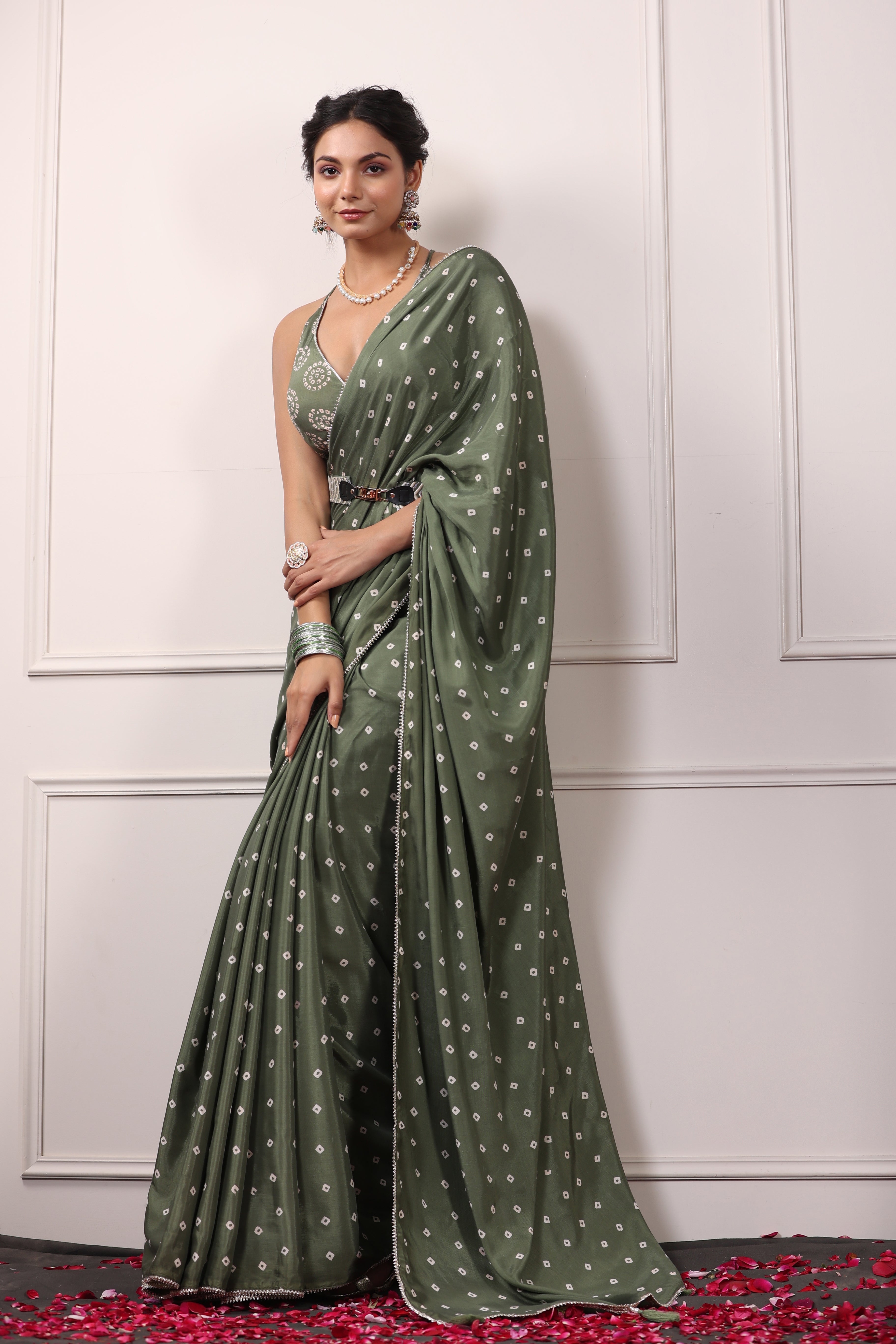 Green Retro Feels Saree Set