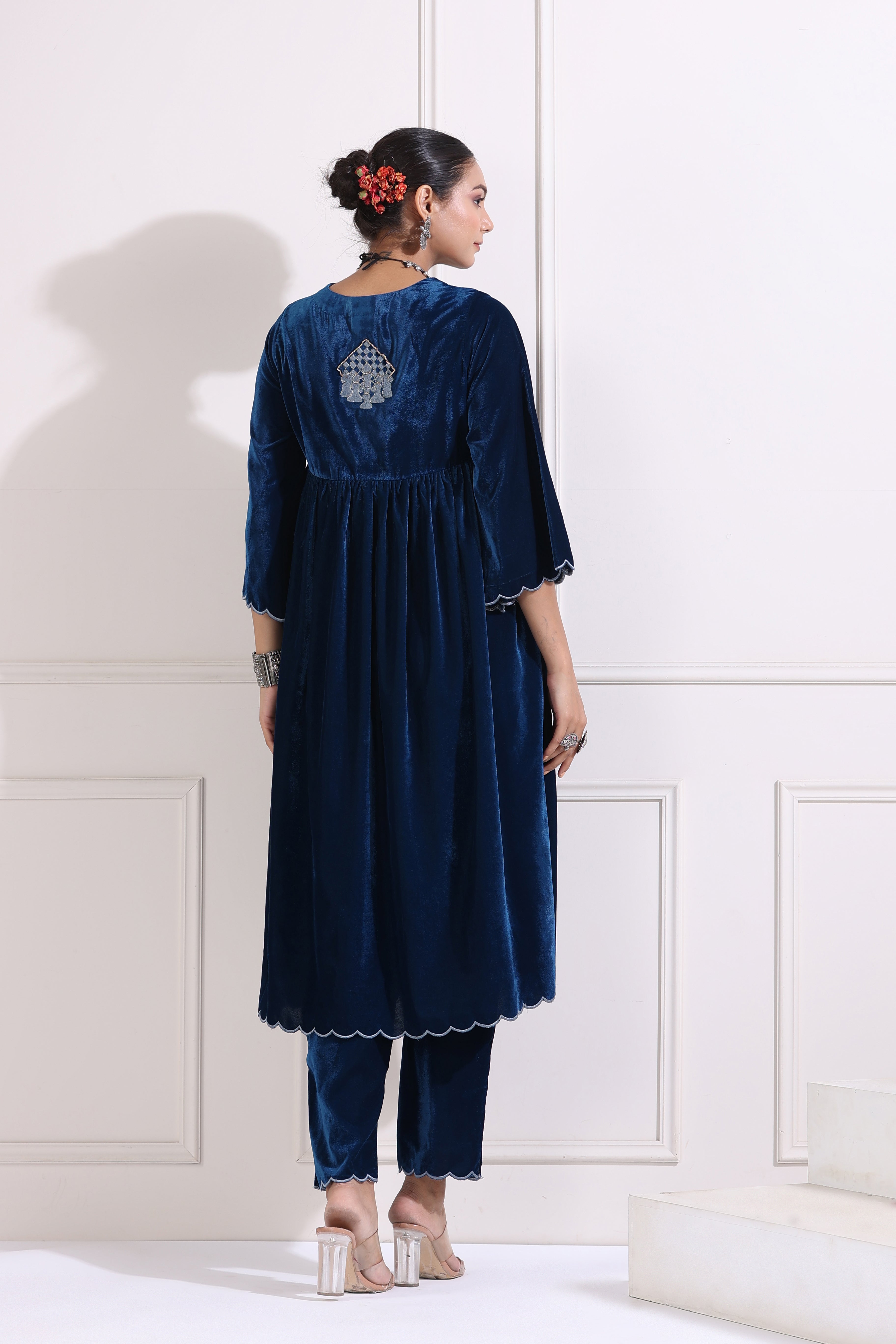 Royal Blue Gather Suit Set