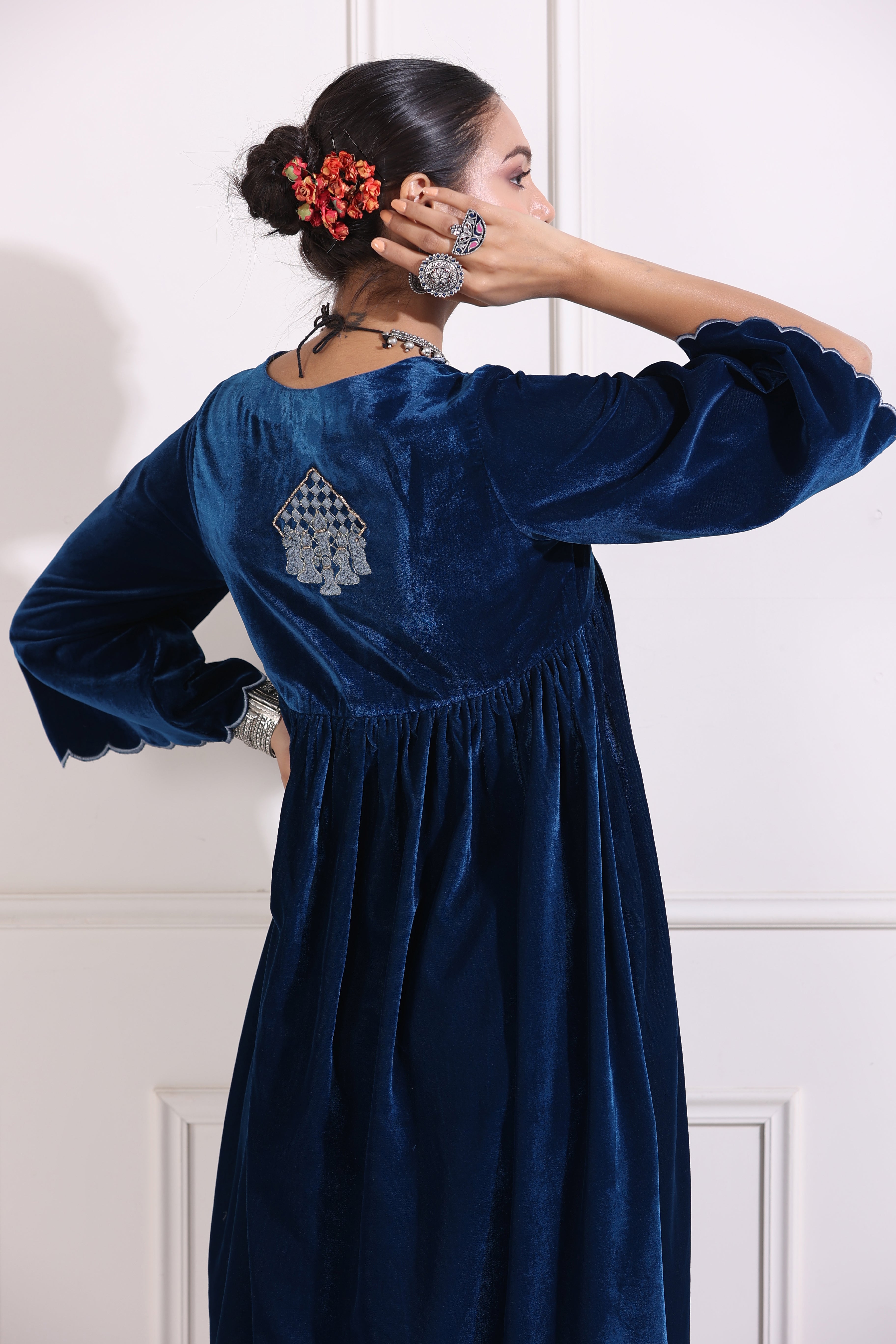 Royal Blue Gather Suit Set