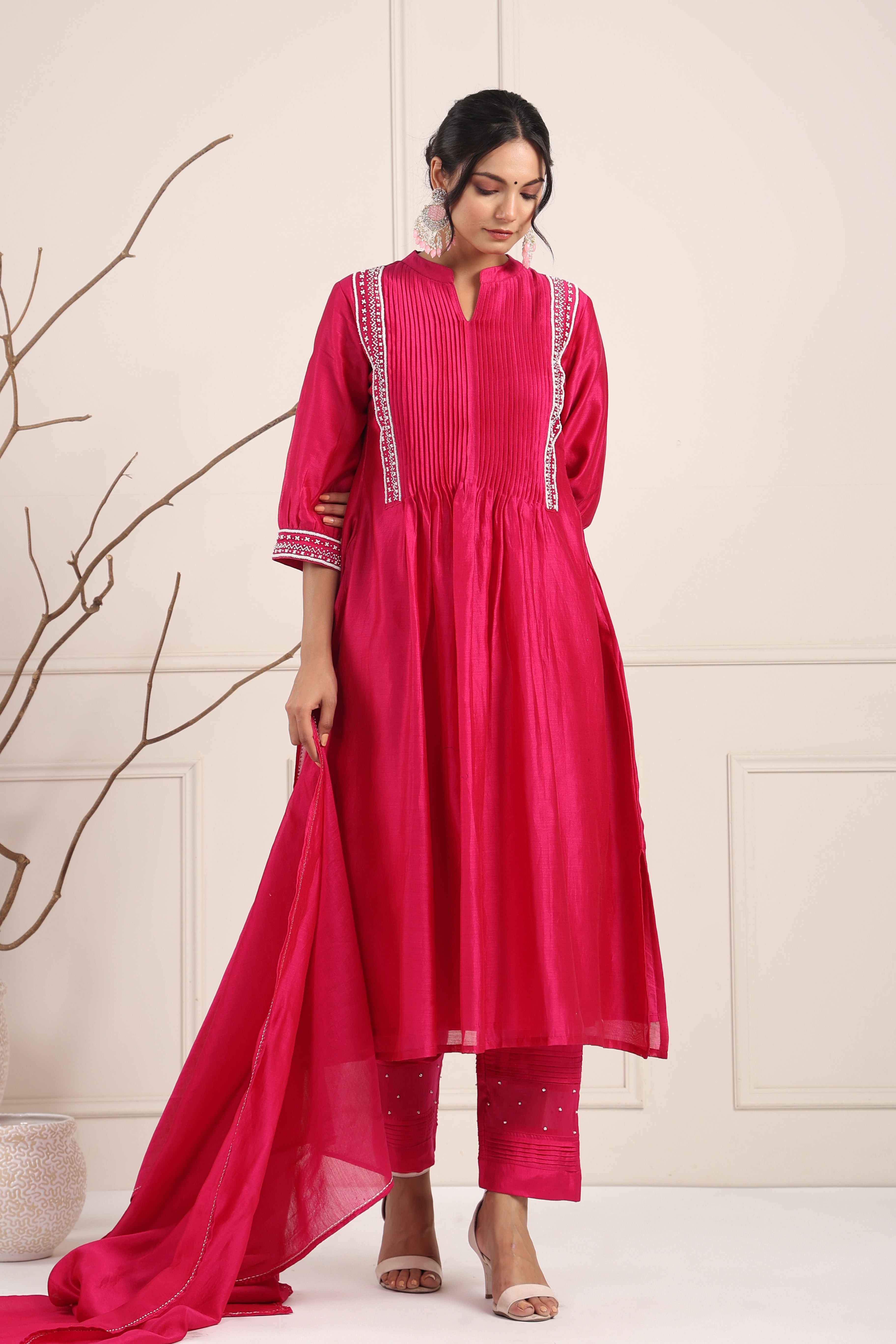 Rose Pink Blush Pintuck Suit Set
