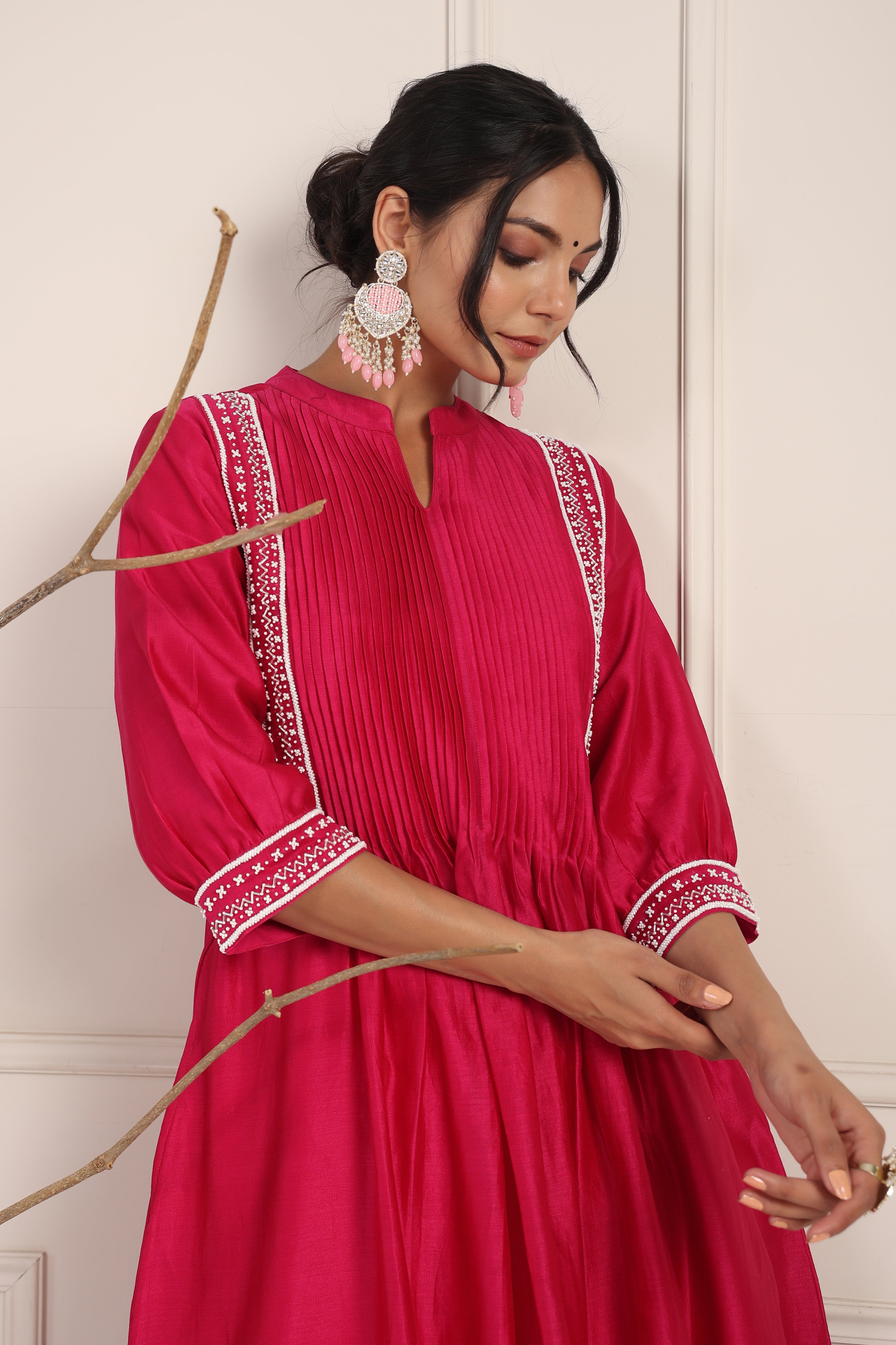 Rose Pink Blush Pintuck Suit Set