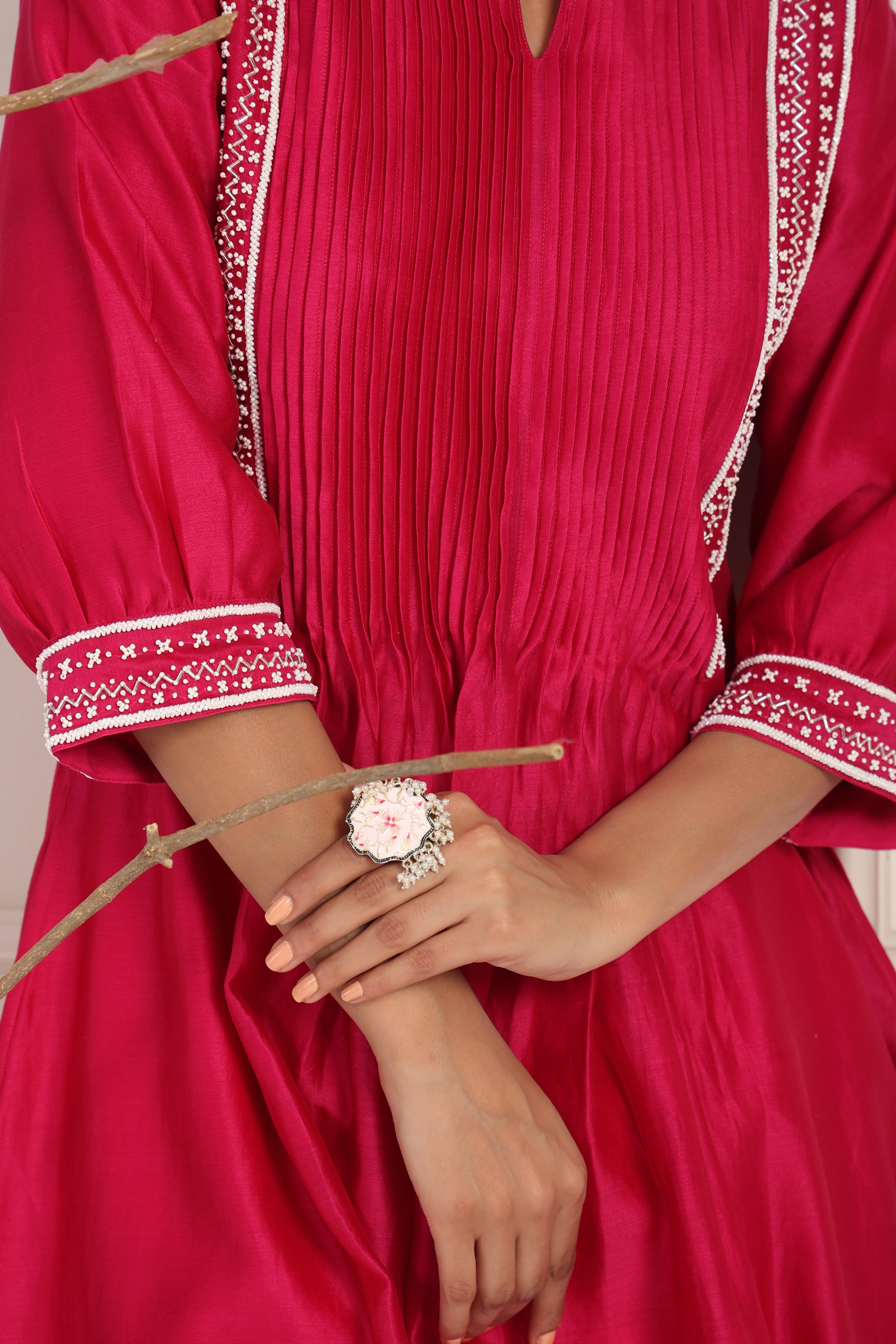 Rose Pink Blush Pintuck Suit Set