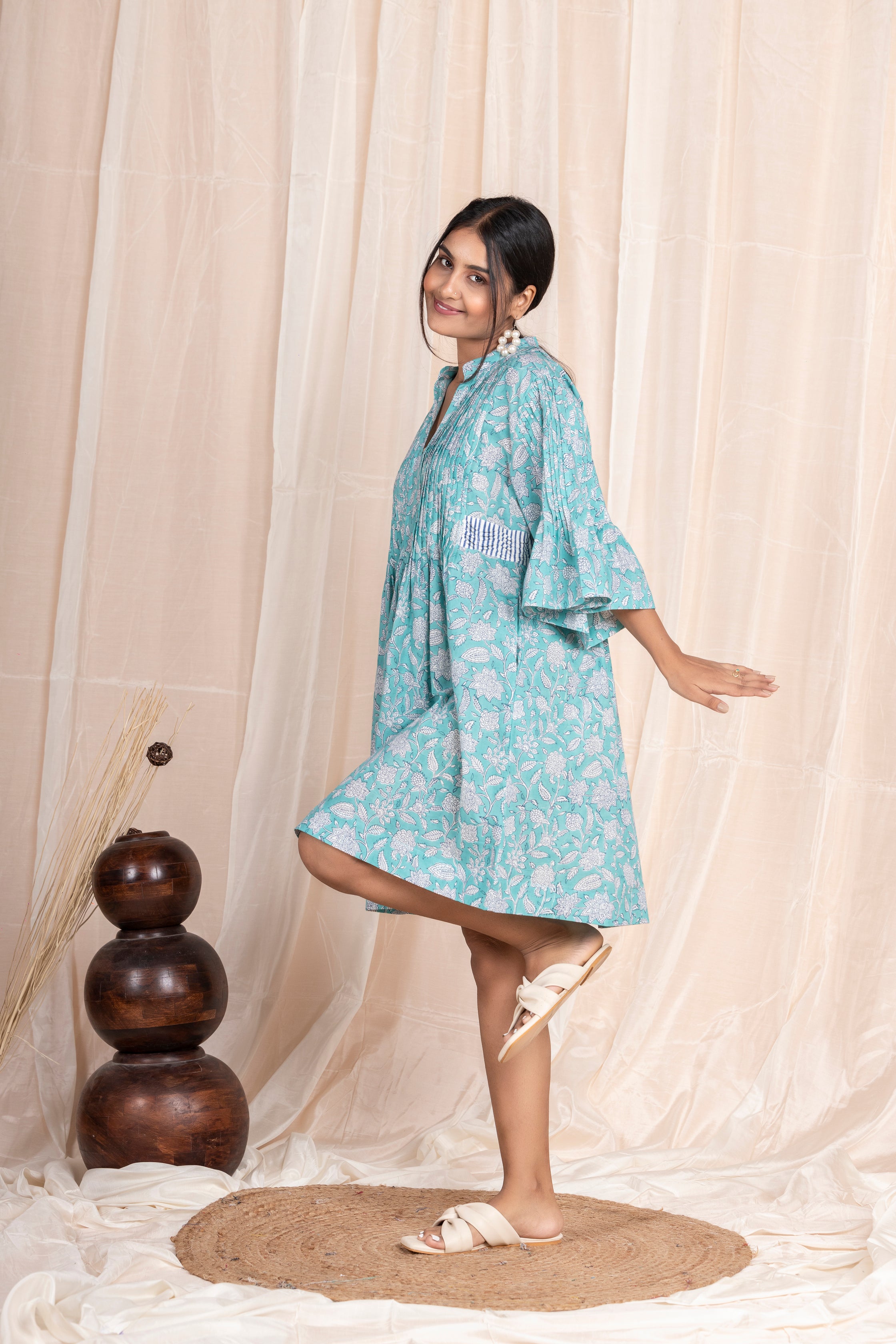 Aqua Mira Pin-tuck Dress