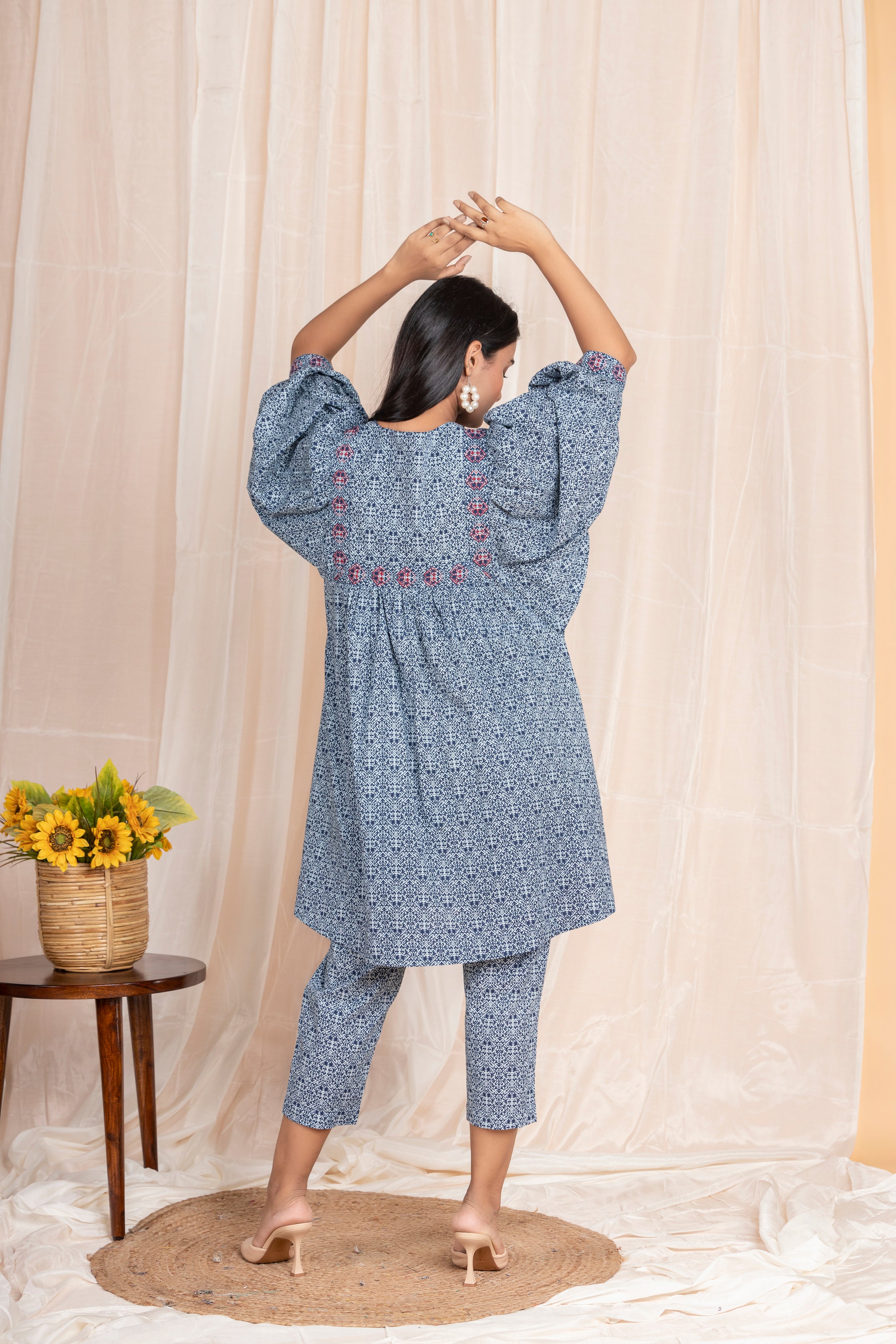 Blue Love Bouquet Embroidered Co-ord Set