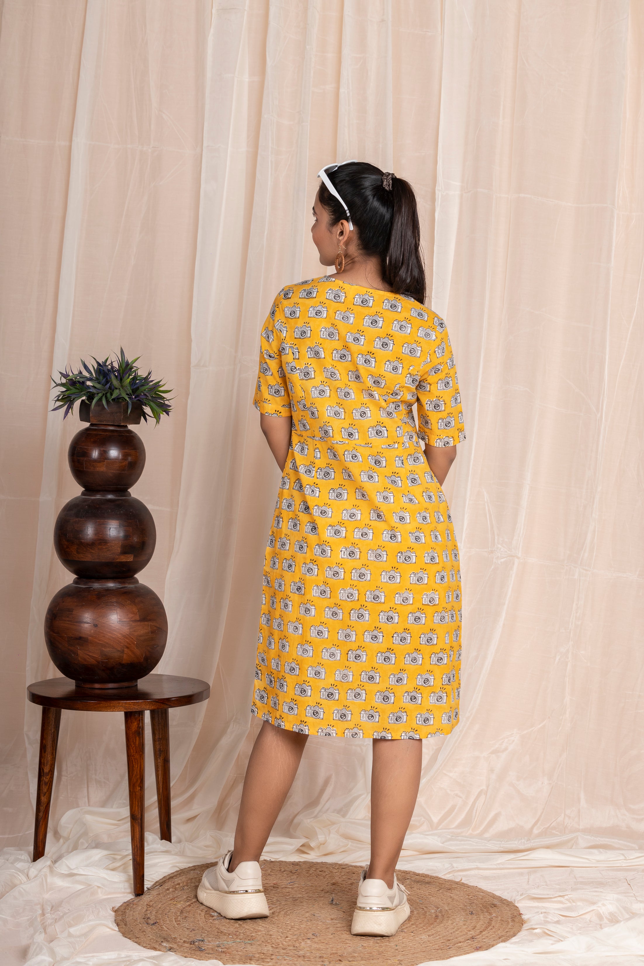 Camera Print Shirt Dress