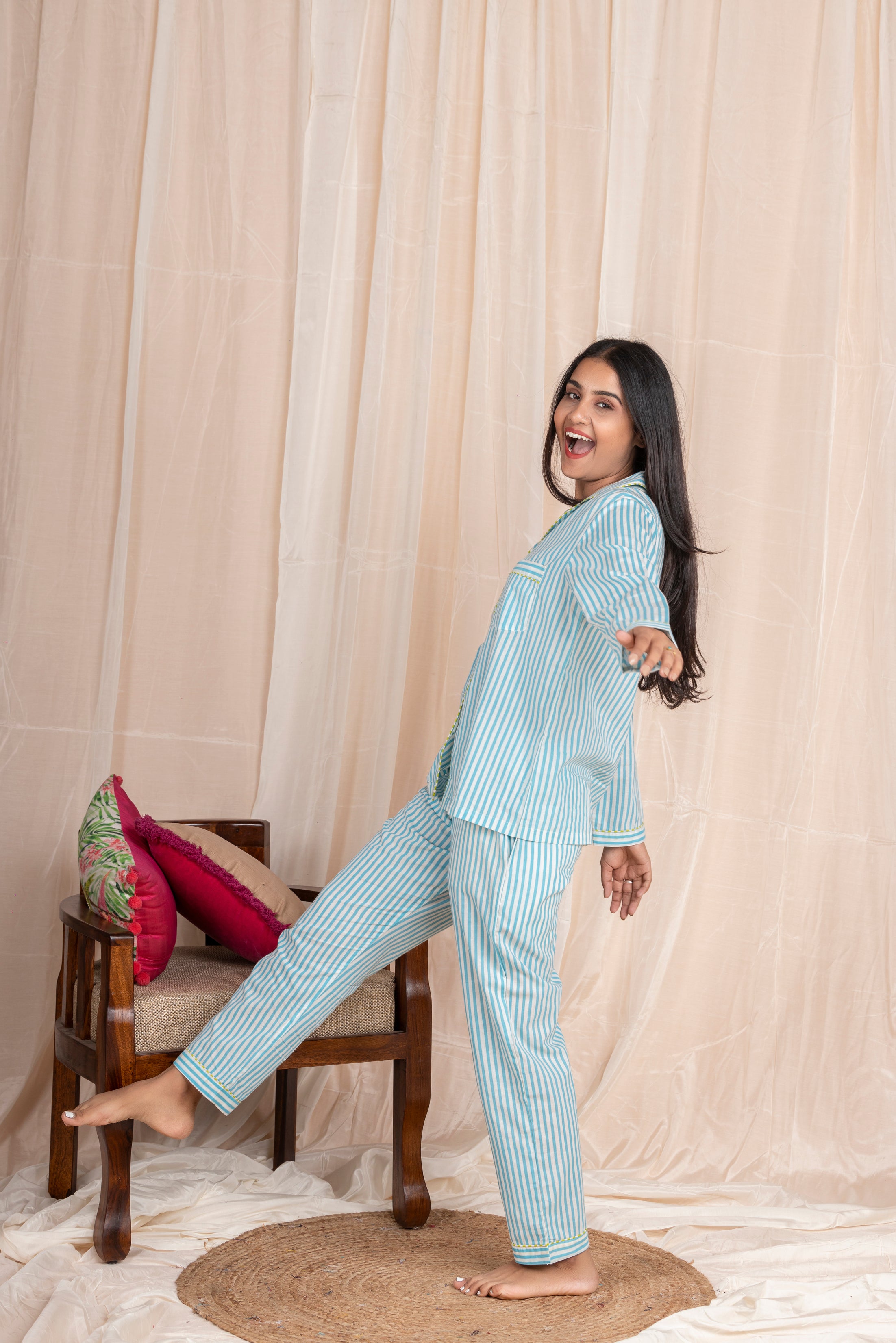 Blue Dhari Night Suit (2 pcs)