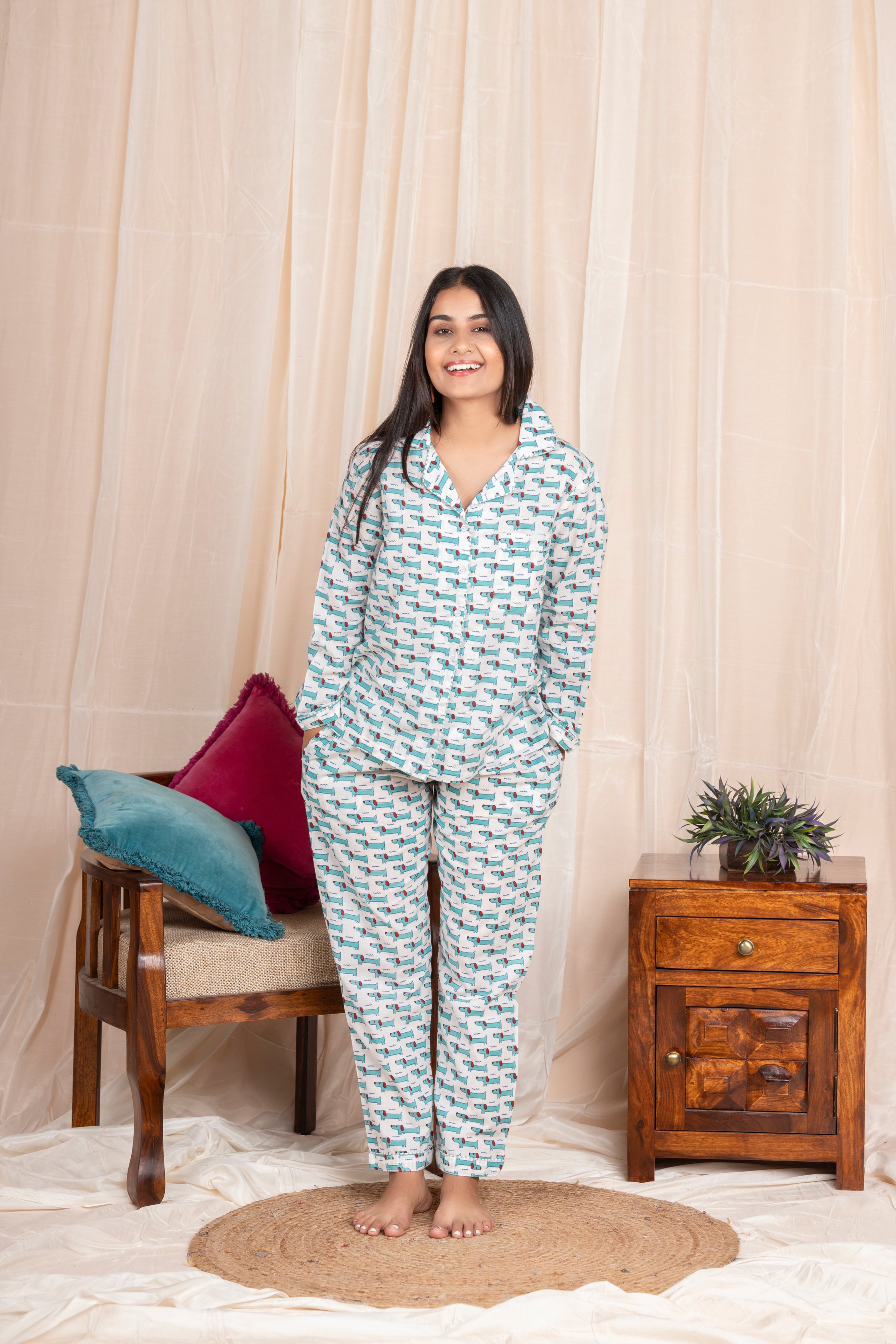 Blue Snoopy-Dog Night Suit (2 pcs)