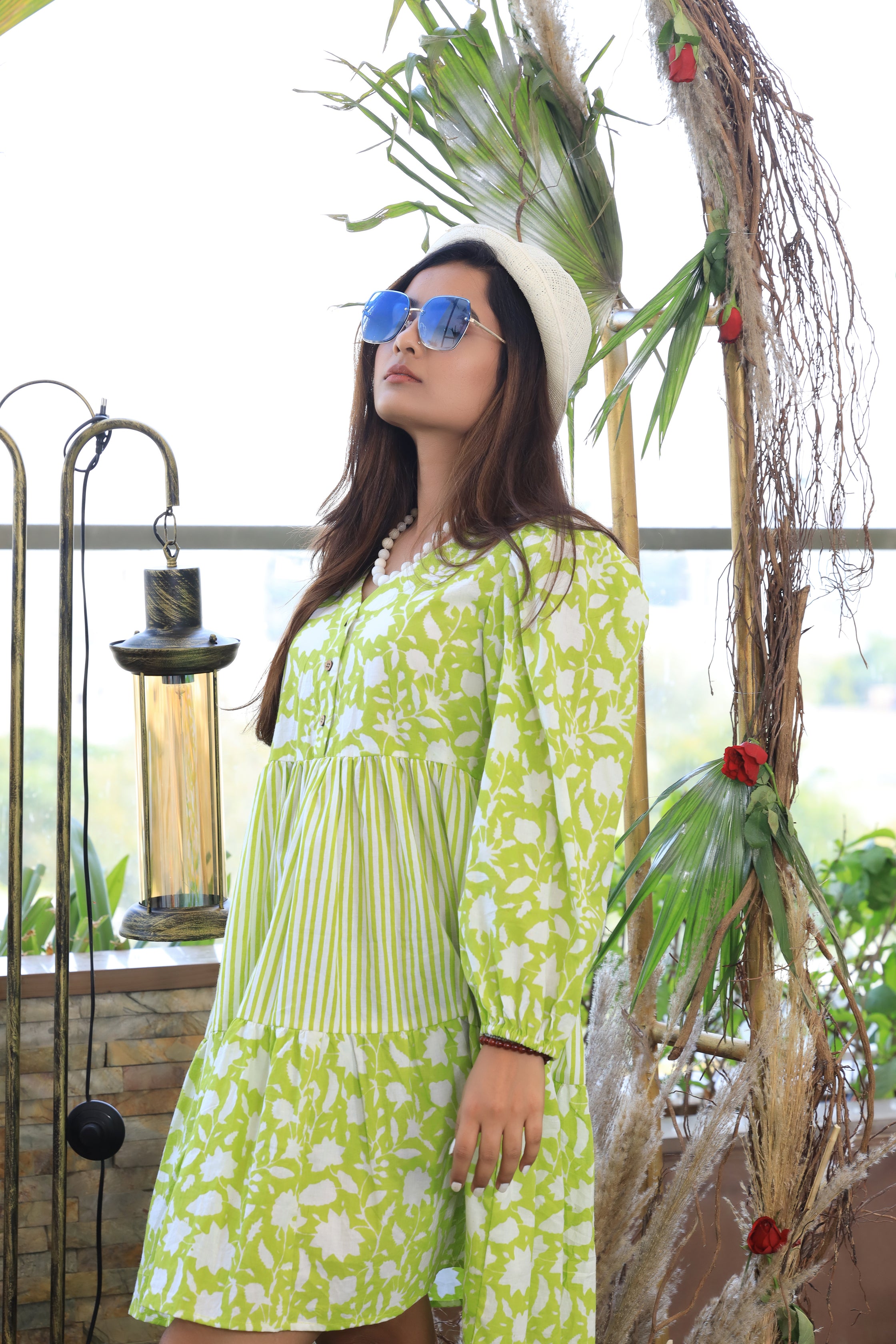 Mix Match Coral Tier Dress (Green)