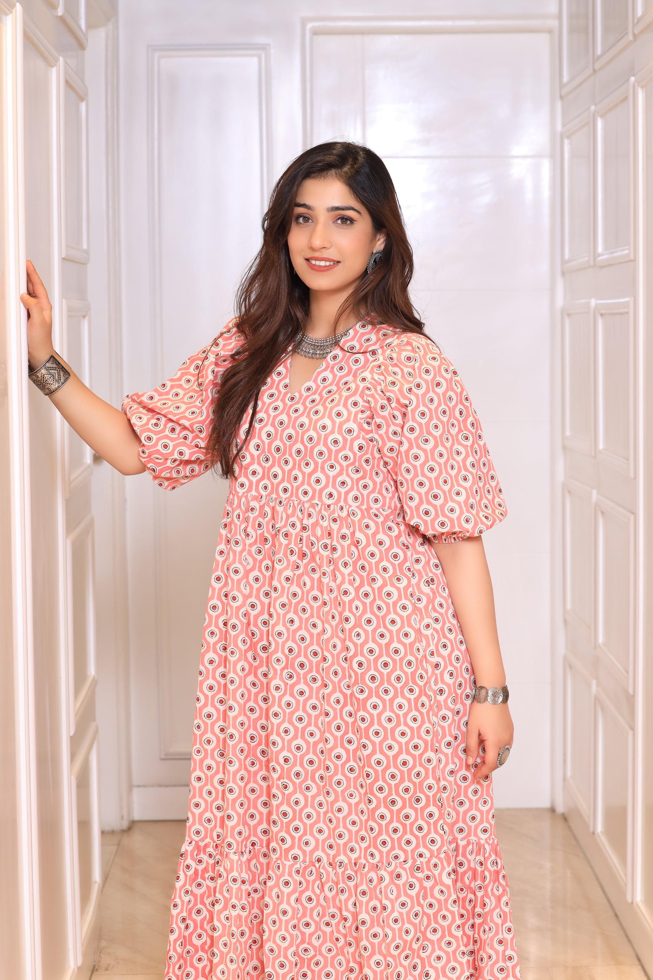 Alure Eye Print Maxi Dress (Pink)
