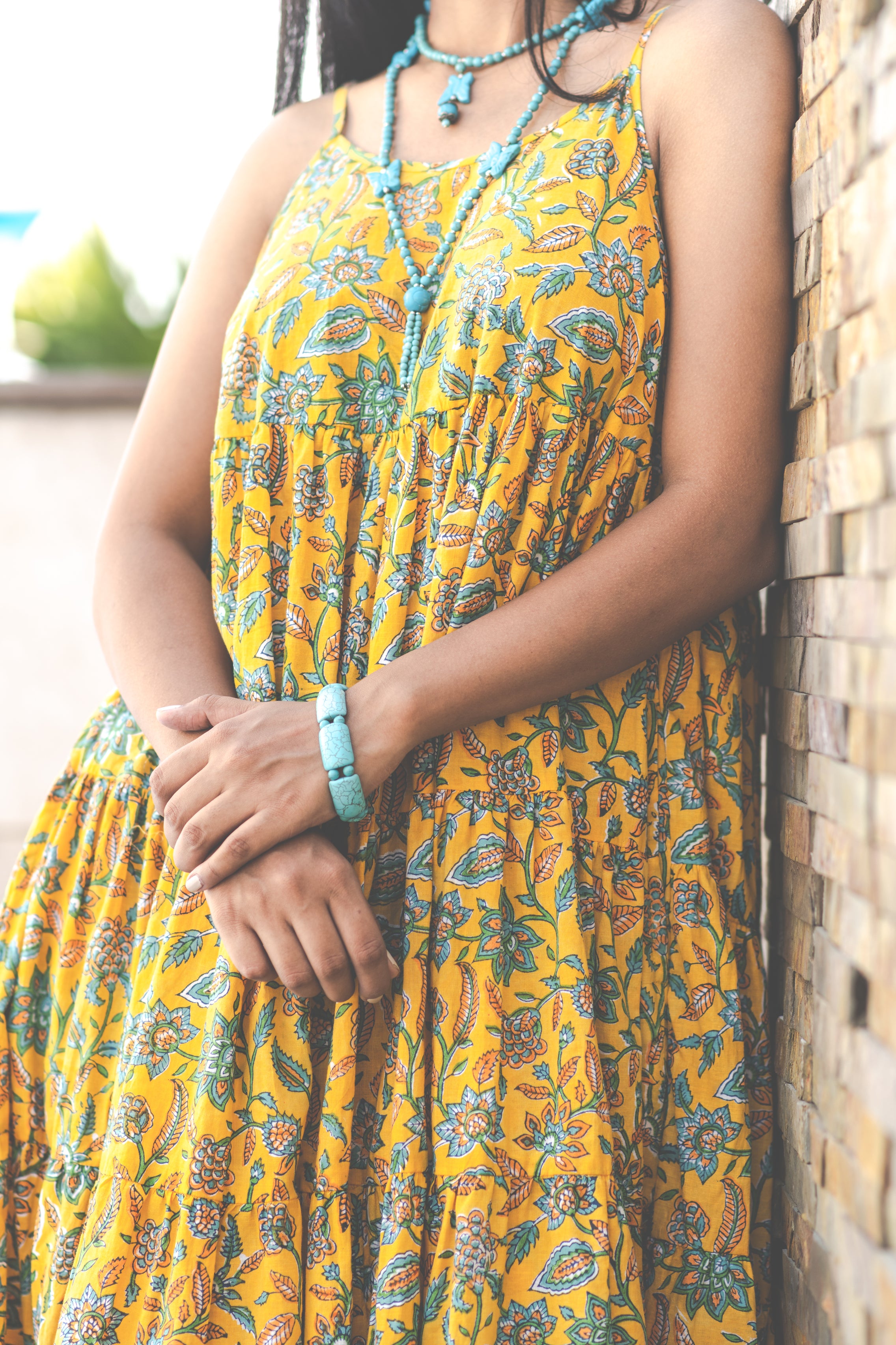 Sunshine Yellow Long Tier Dress