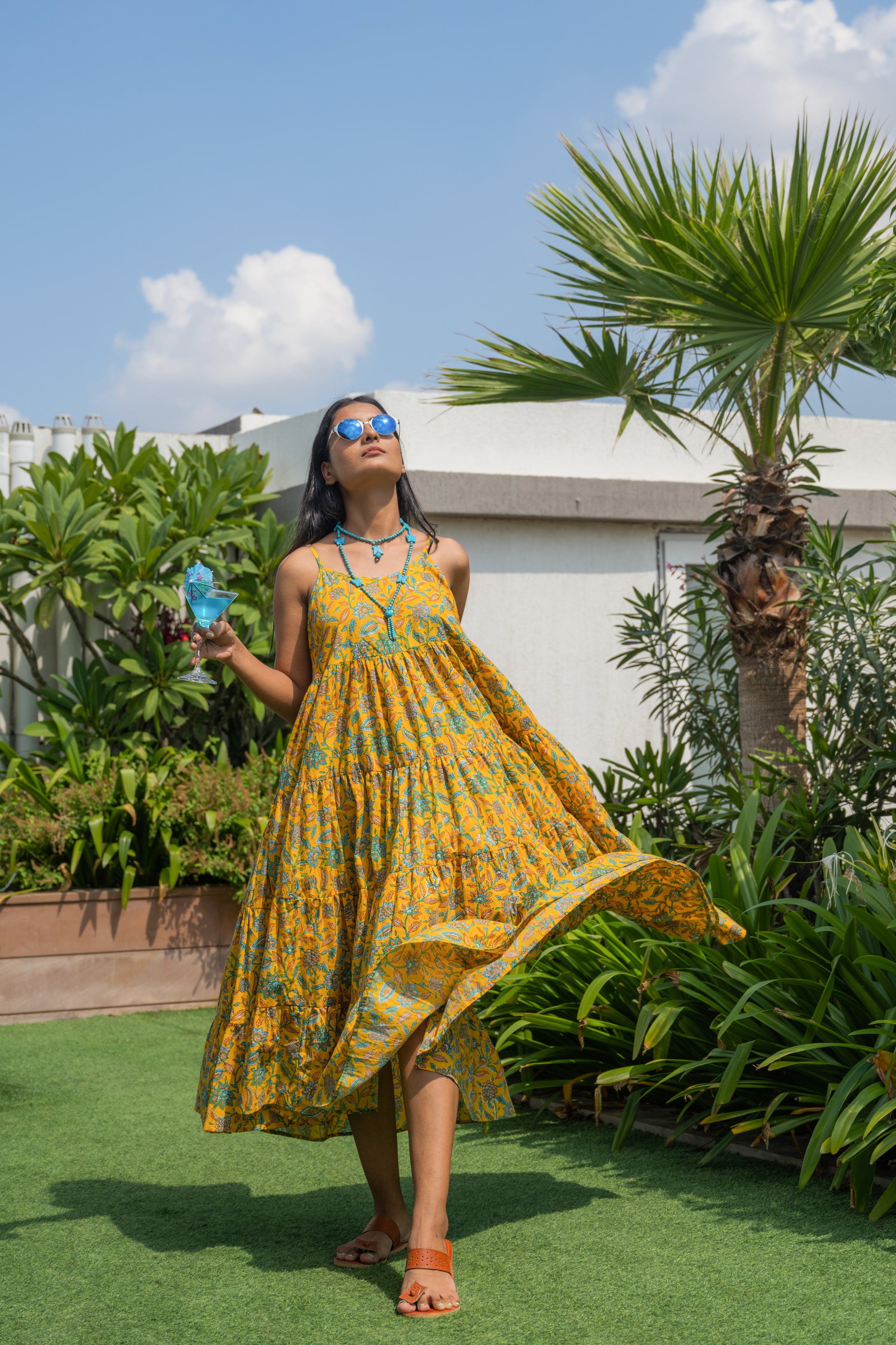 Sunshine Yellow Long Tier Dress