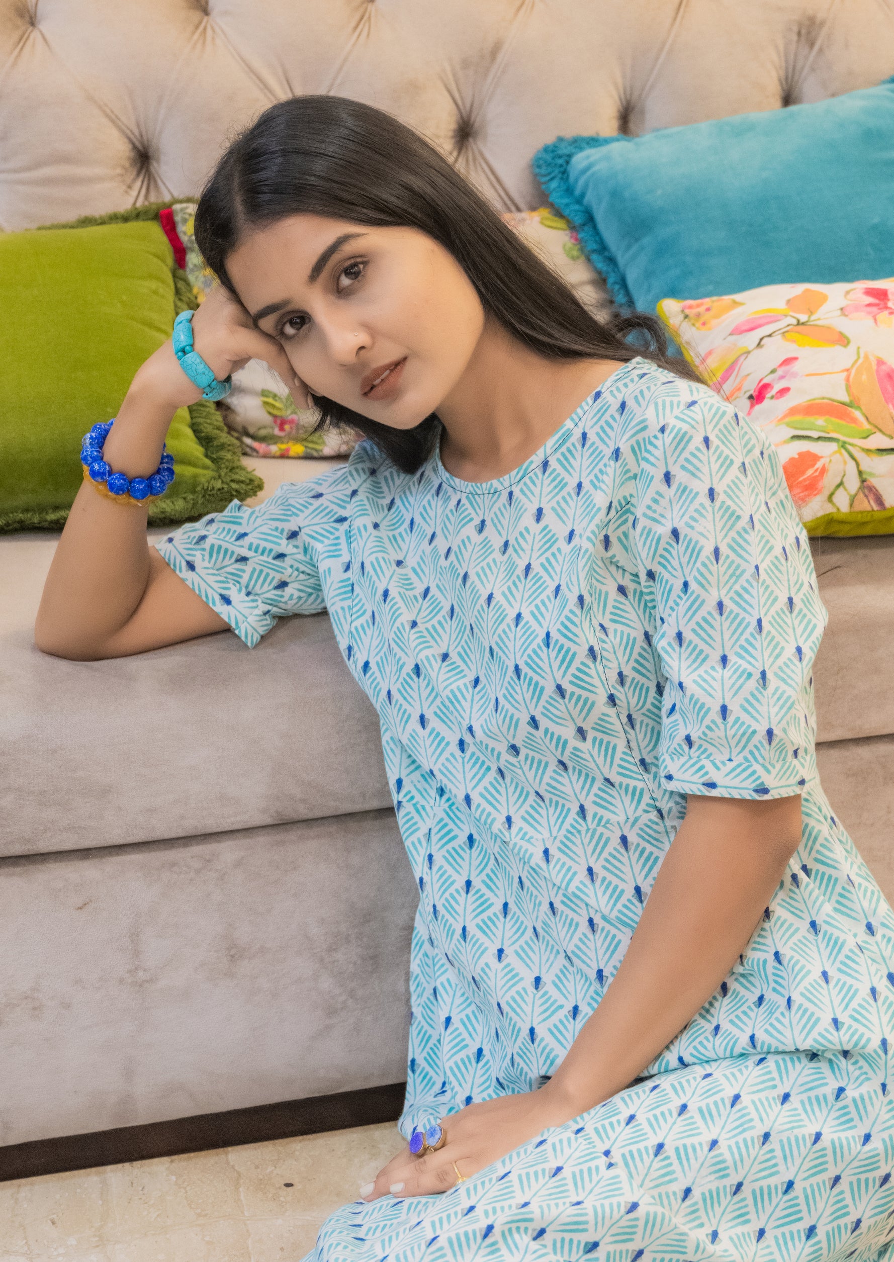 Rays Of Life Aqua Princess Seam A-Line Dress