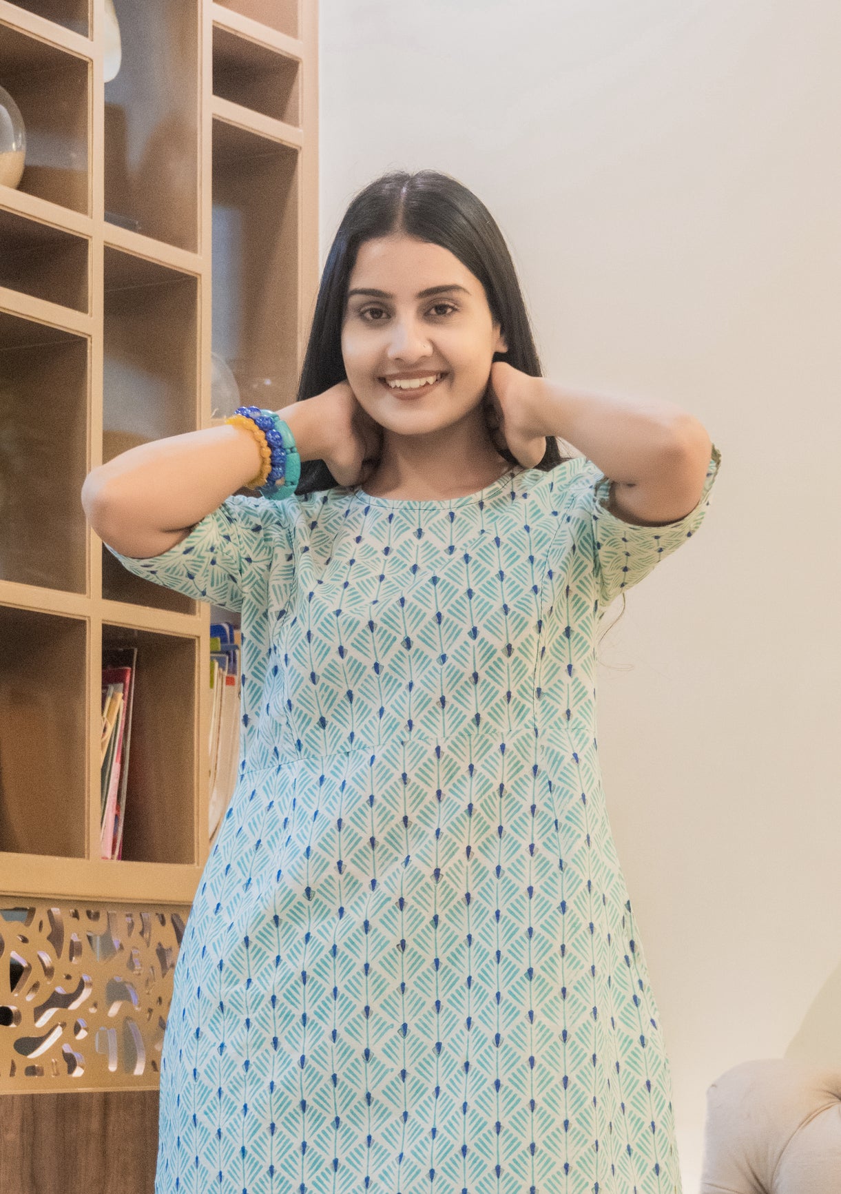 Rays Of Life Aqua Princess Seam A-Line Dress