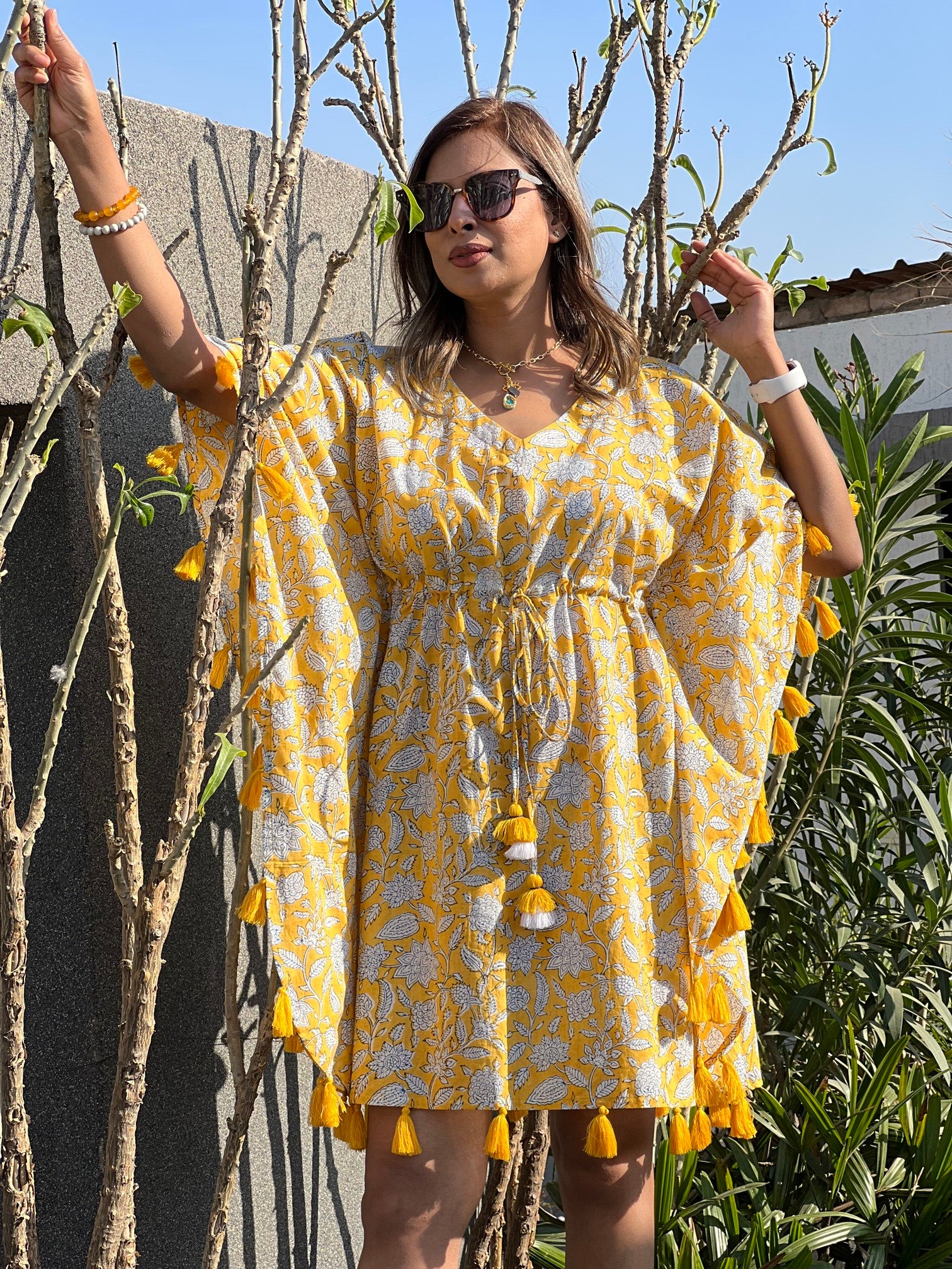 Yellow Tassel Kaftan – Amoree India