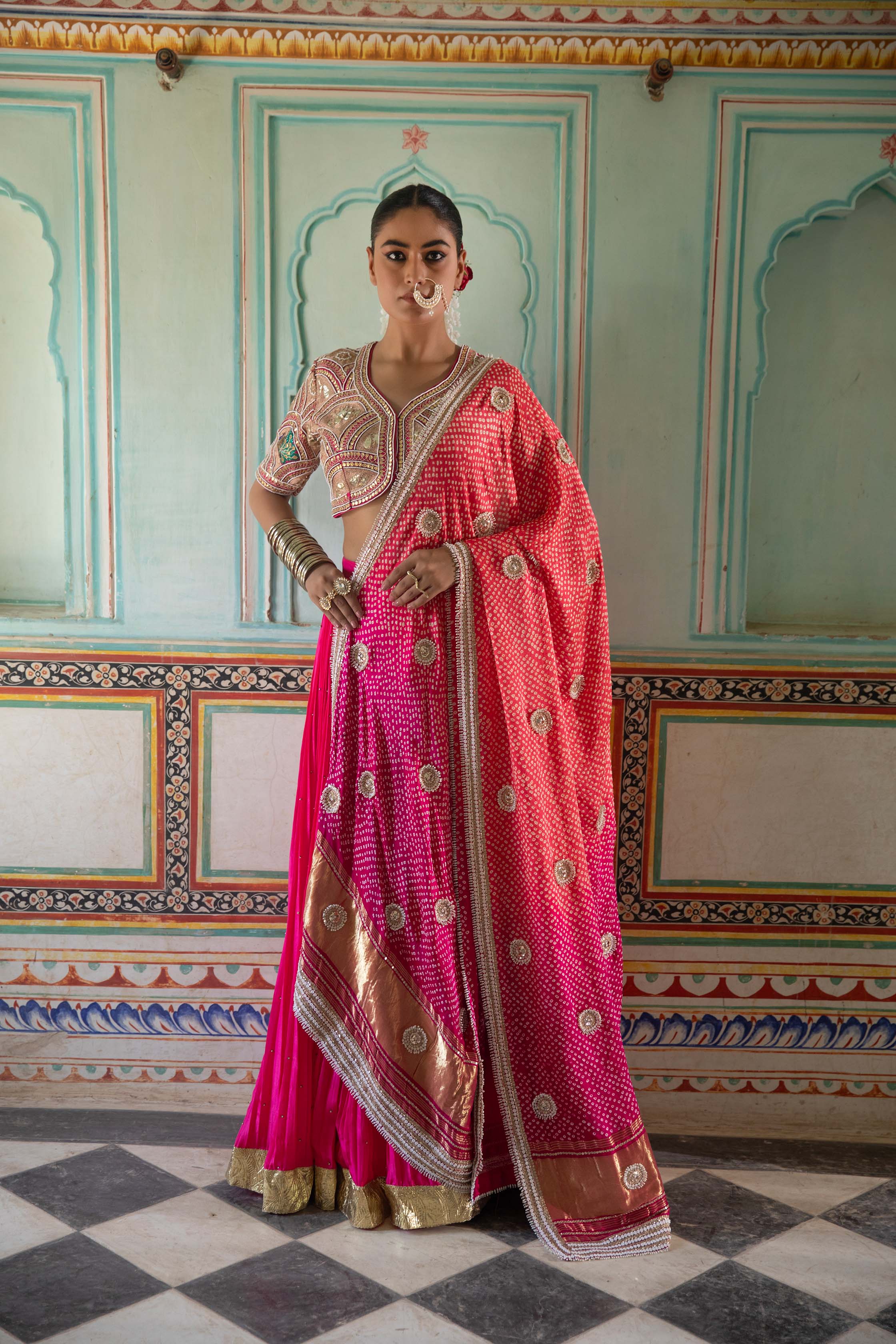 HOT PINK SILK LEHENGA