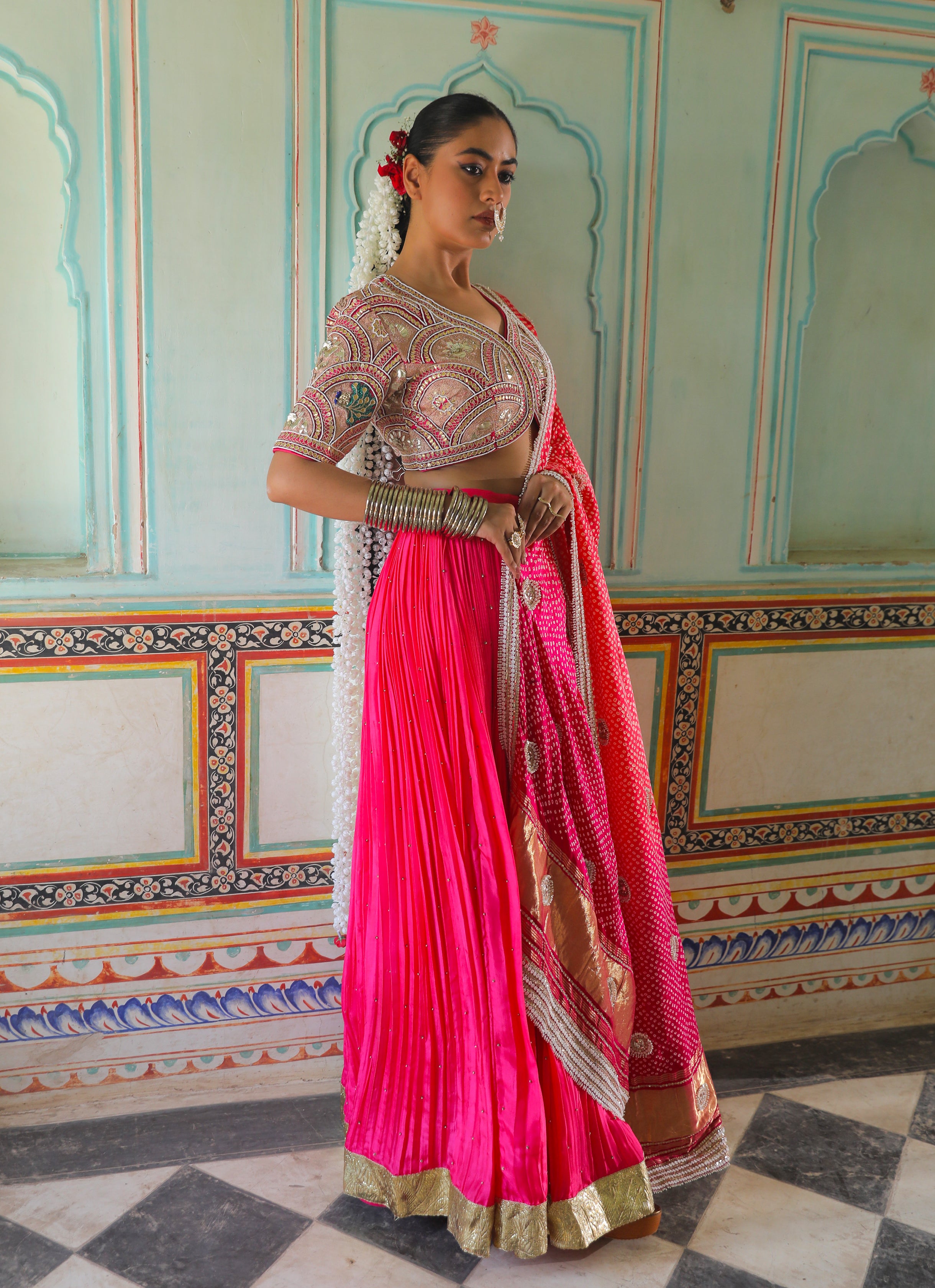 HOT PINK SILK LEHENGA