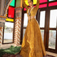 GOLD YELLOW LEHNGA WITH BLOUSE AND GREEN ZIG ZIG PRINTED DUPATTA