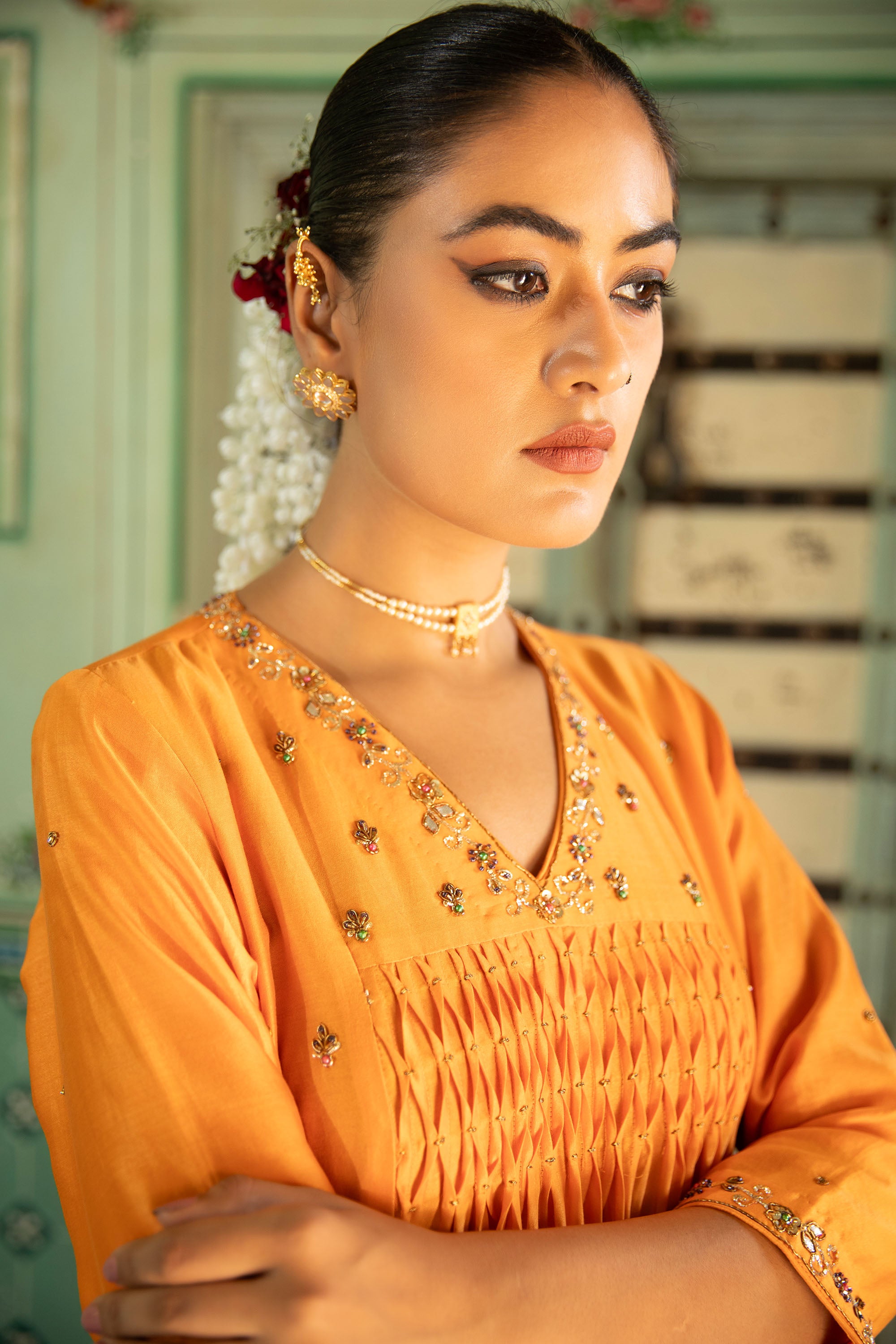 A-LINE CHANDERI SILK SUIT